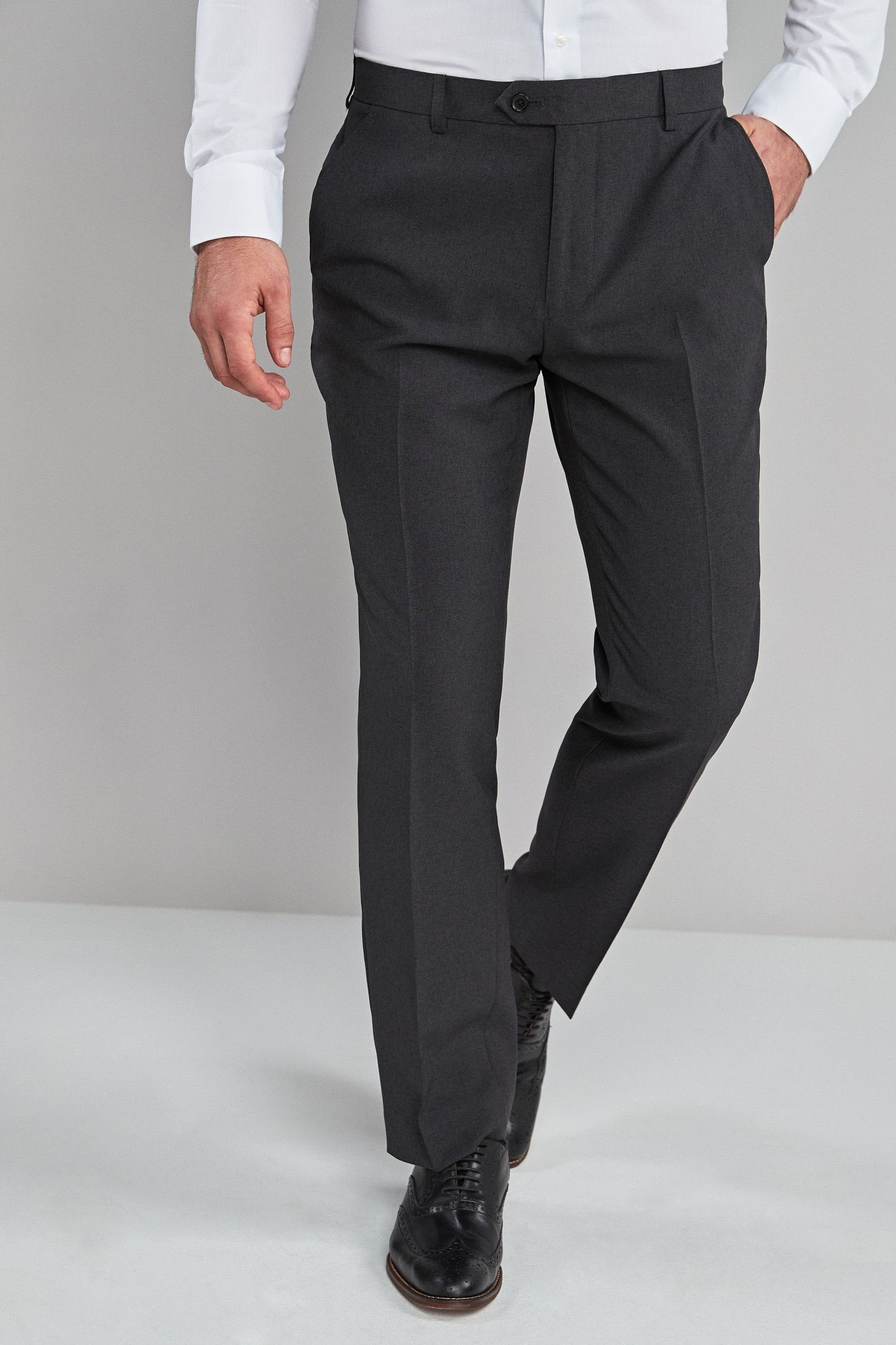 Next Stretch-Hose Hose mit schlichter Vorderseite, Maschinenwäsche (1-tlg) Charcoal Grey