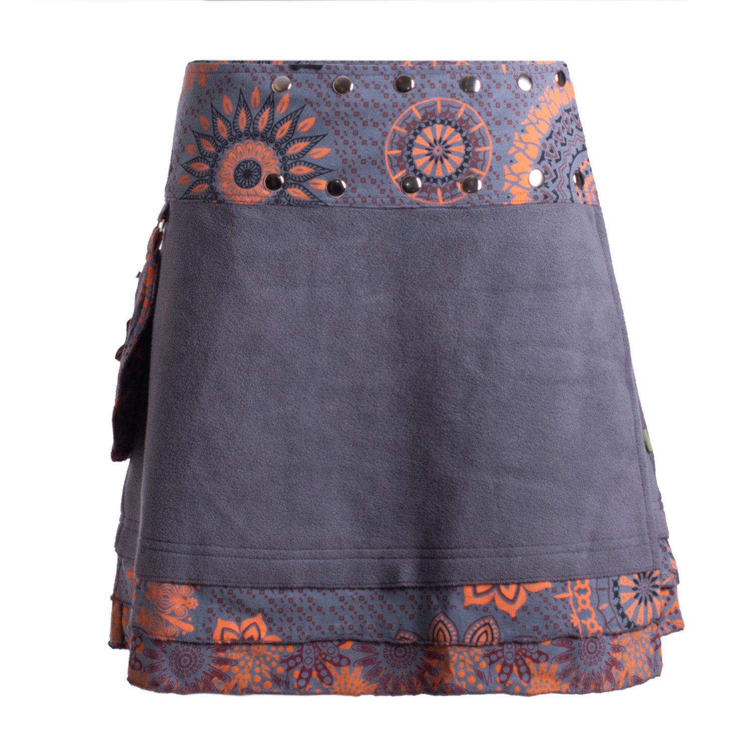Minirock Damen Warmer Wickelrock Rock zum Wickeln mit Druckknöpfen Mandalas