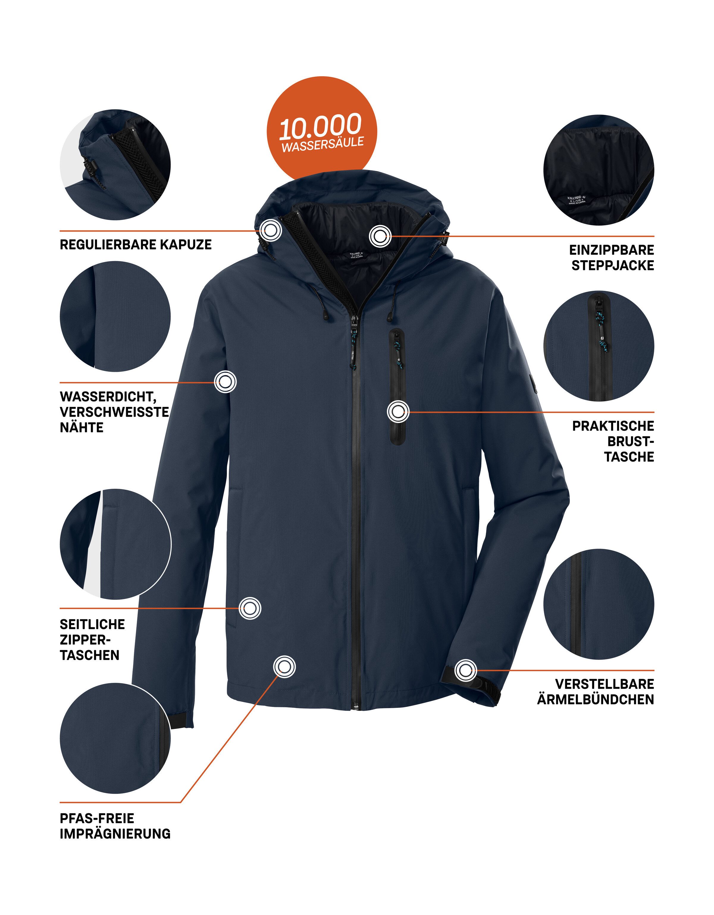 Killtec 3-in-1-Funktionsjacke KOW 95 MN JCKT 3 in 1 Herrenjacke, wasser- u winddicht, atmungsaktiv