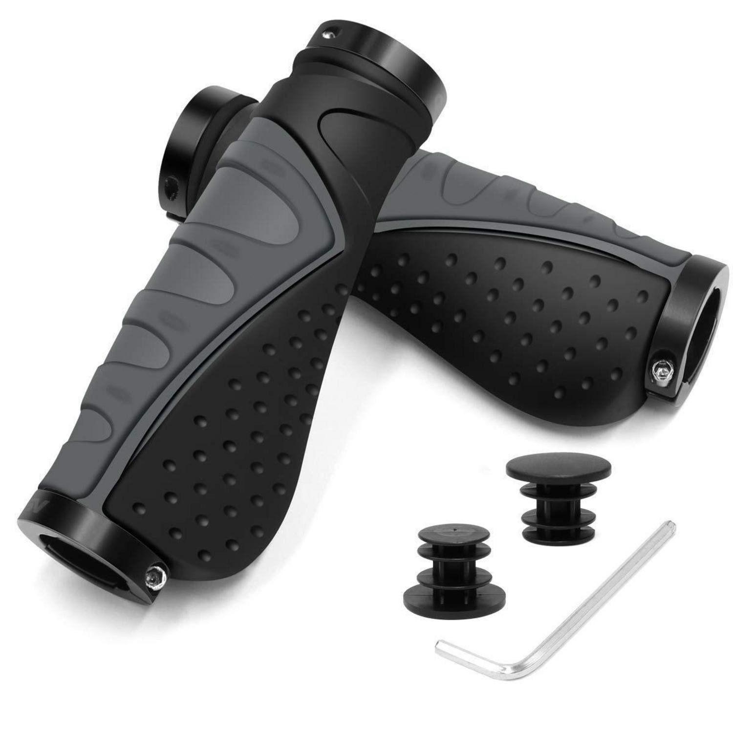LuxusKollektion Fahrradlenkergriff Fahrradgriffe rutschfest Lockon 22 mm MTB Rennrad Grau (1-St)