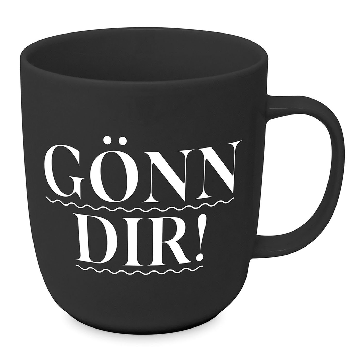 PPD Becher Porzellan-Becher mit Schriftzug Gönn Dir Typ Schwarz Weiß, 1-tlg., Melamin