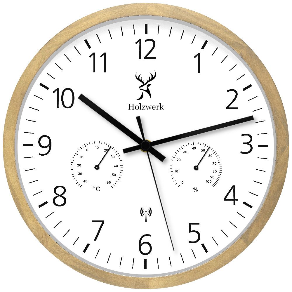 Holzwerk Funkwanduhr Hygrometer & Thermometer Holz günstig online kaufen
