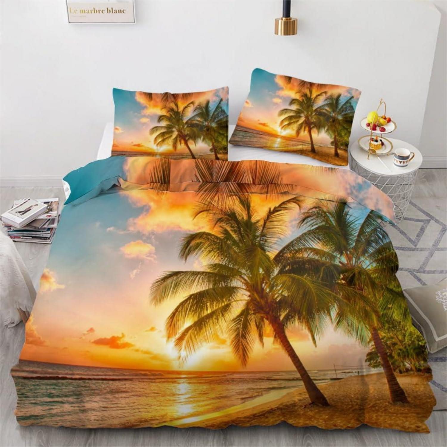 LuxusKollektion Kinderbettwäsche Bettwäsche Palme 135x200cm 2tlg 3D Tropisch, 2 teilig