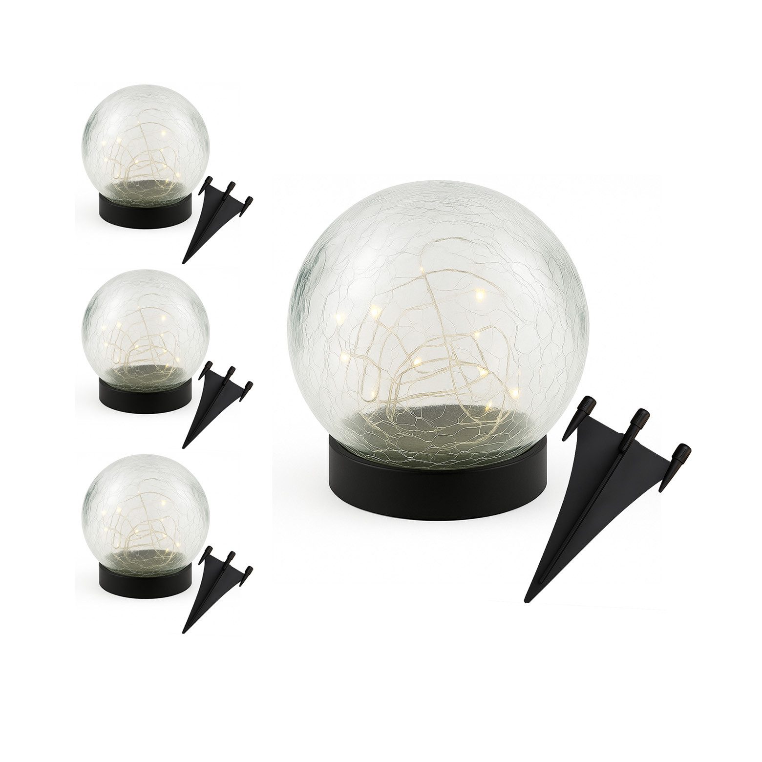 INTERGARDEN LED Solarleuchte 3er Set Solarlampe Glaskugel mit Erdspieß – wa günstig online kaufen
