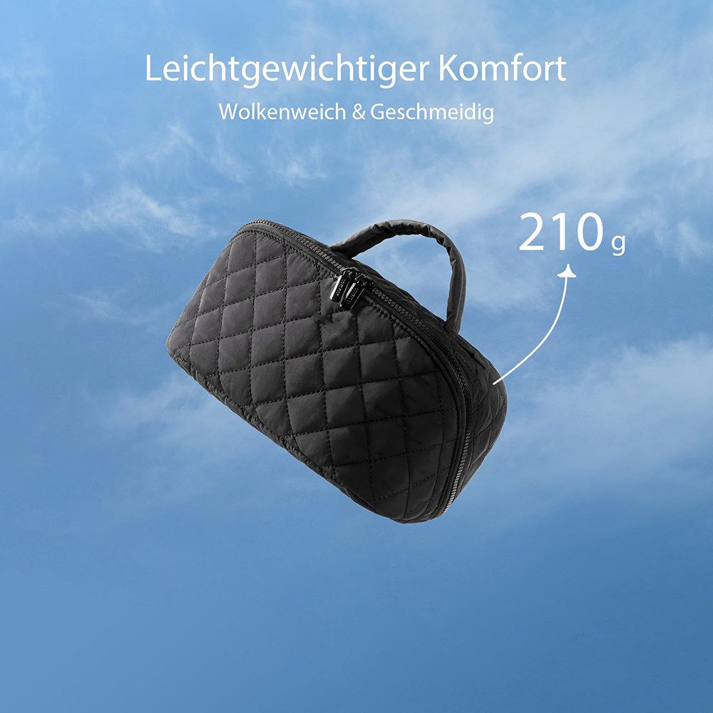 Zaewry Kosmetiktasche Damen Kosmetiktasche, Umfangsreich Kapazität Reise Make-up Tasche, Schlichter Optik Tragbarer Make-up Tasche,Weit geöffnete Tasche – Bild 4 von 5