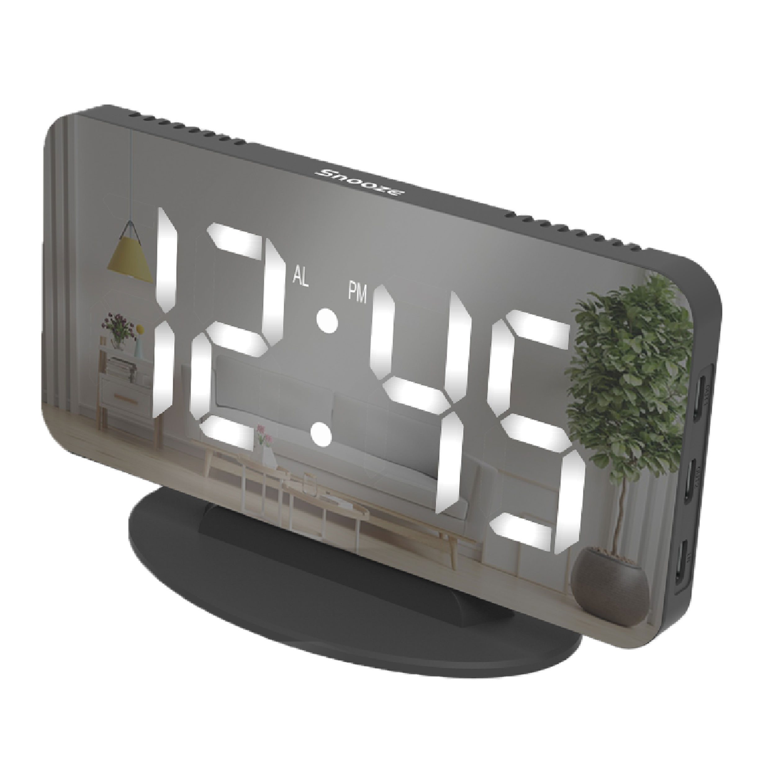 Miraval Quarzwecker Miraval Design-Spiegelwecker 12 H 24 H 3 Helligkeitsstufen