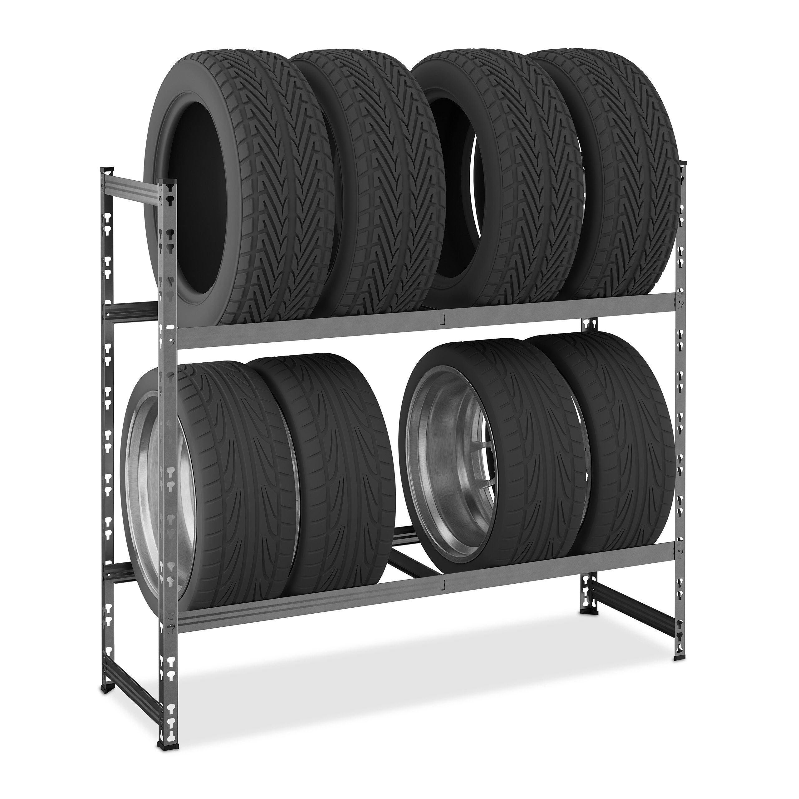 relaxdays Schwerlastregal Reifenregal für 8 Reifen, 1-tlg., silber günstig online kaufen