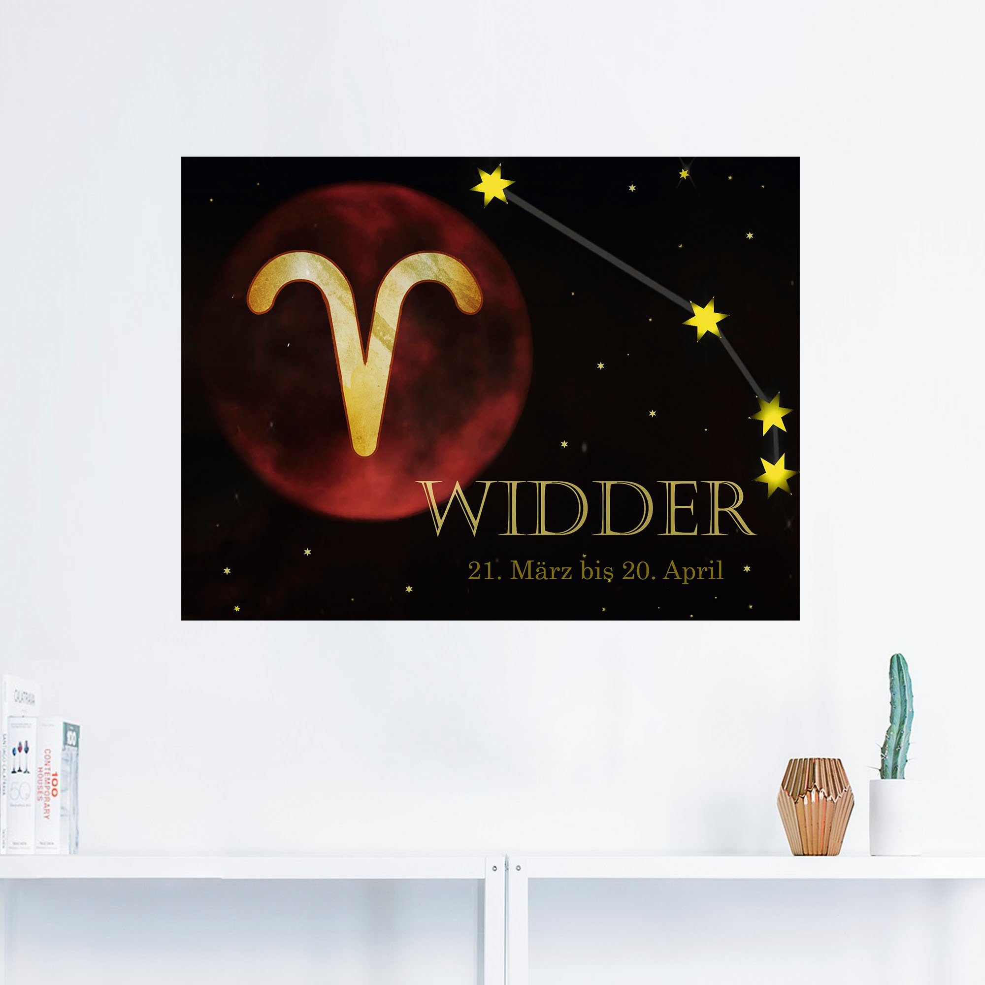 Artland Wandbild Sternzeichen - Widder, Leinwandbild, (1 Poster St), Bilder oder Alubild, als Sternzeichen Wandaufkleber von versch. in Größen