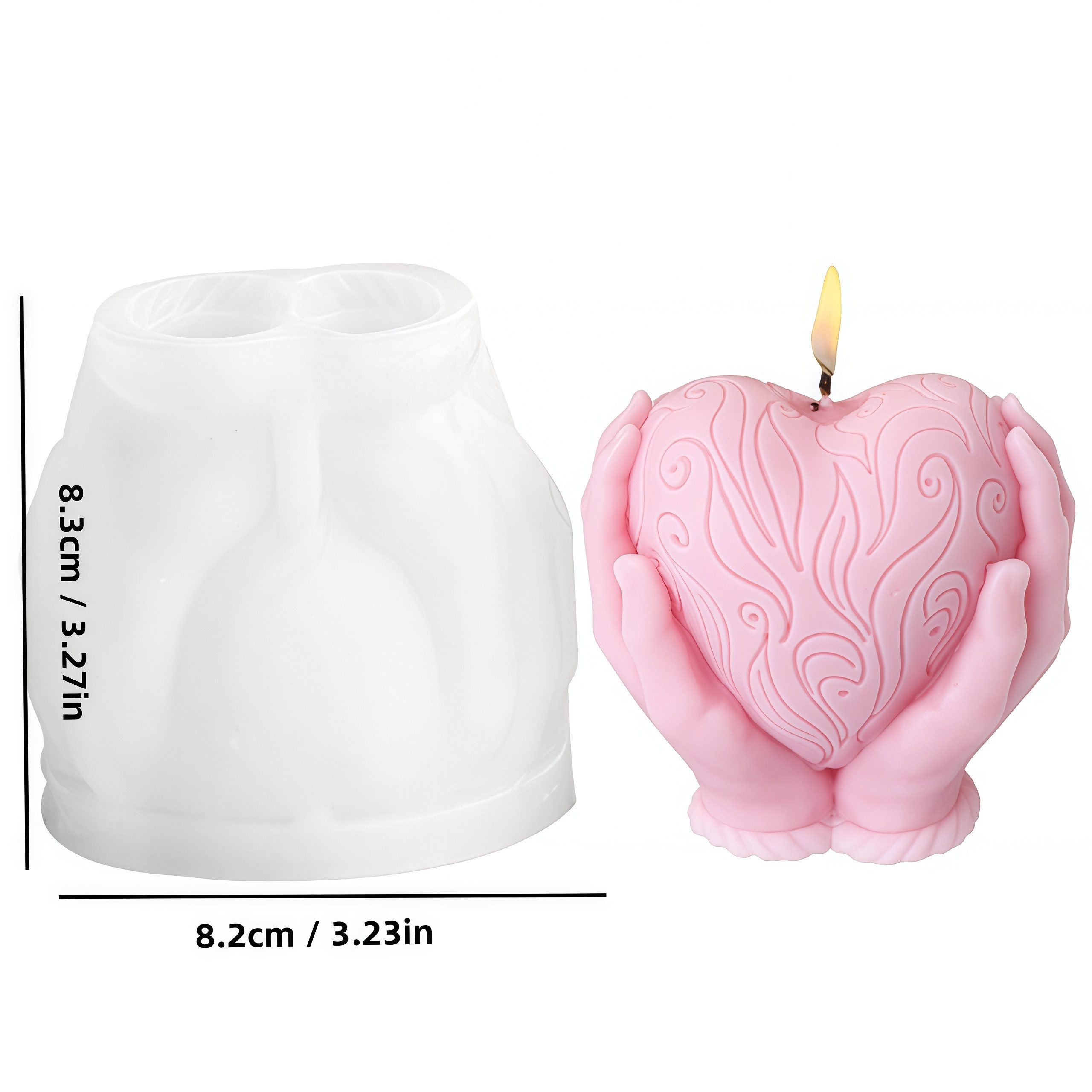 FOUORTUNATE-BEE Modellierwerkzeug 3D Herzkerzen Silikonform – DIY Duftkerzen & Deko, Hände mit Herz Kerzenform für Geburtstag & Valentinstag – Bild 2 von 5