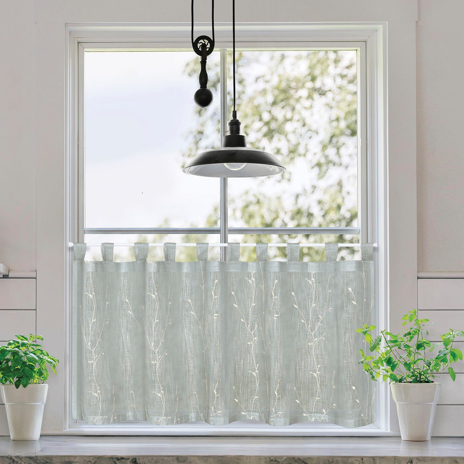 Gerster Scheibengardine Elfi (1 St), Schlaufen, halbtransparent, Voile, SB-Schlaufenbistro "Elfi" Bio BW