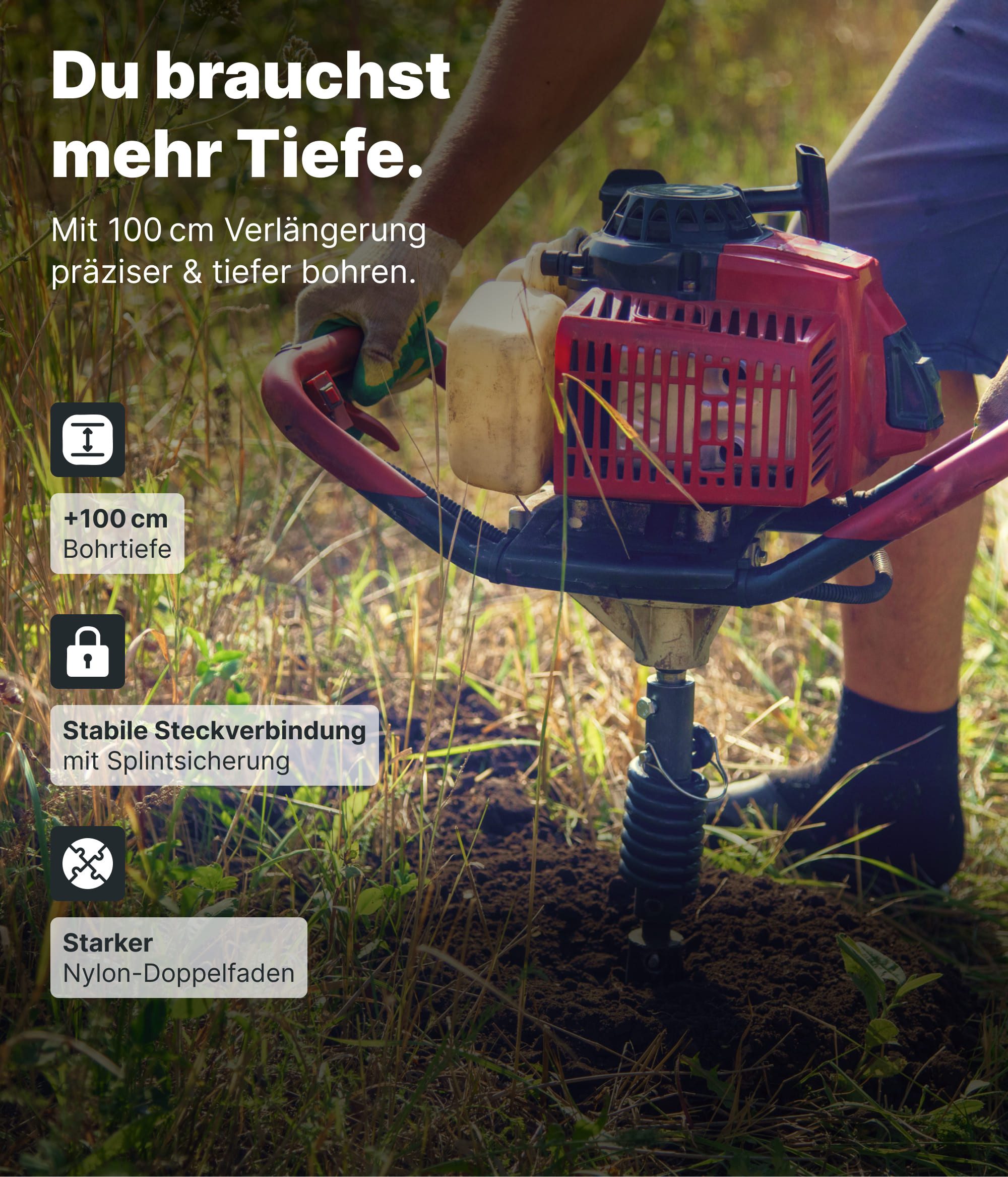 NEMAXX Erdbohrer Erdbohrer Verlängerung 1000mm Schwarz
