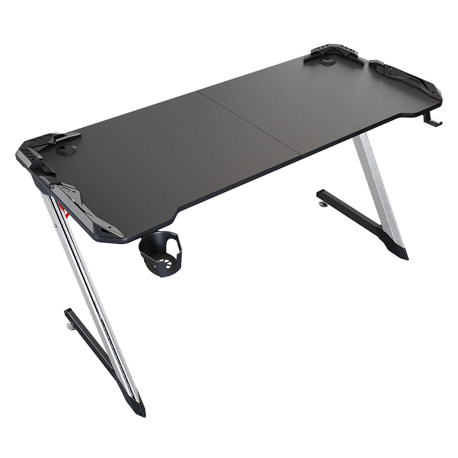 Gamingtisch Gaming Desk mit LED 140 cm Schreibtisch Computertisch PC ergonomische