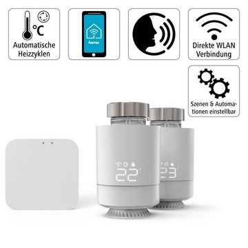 Hama WLAN Heizungssteuerung, Set 2x smart Heizungsthermostat Smart-Home Starter-Set, (Heizkörperthermostat), Hub + Adapter