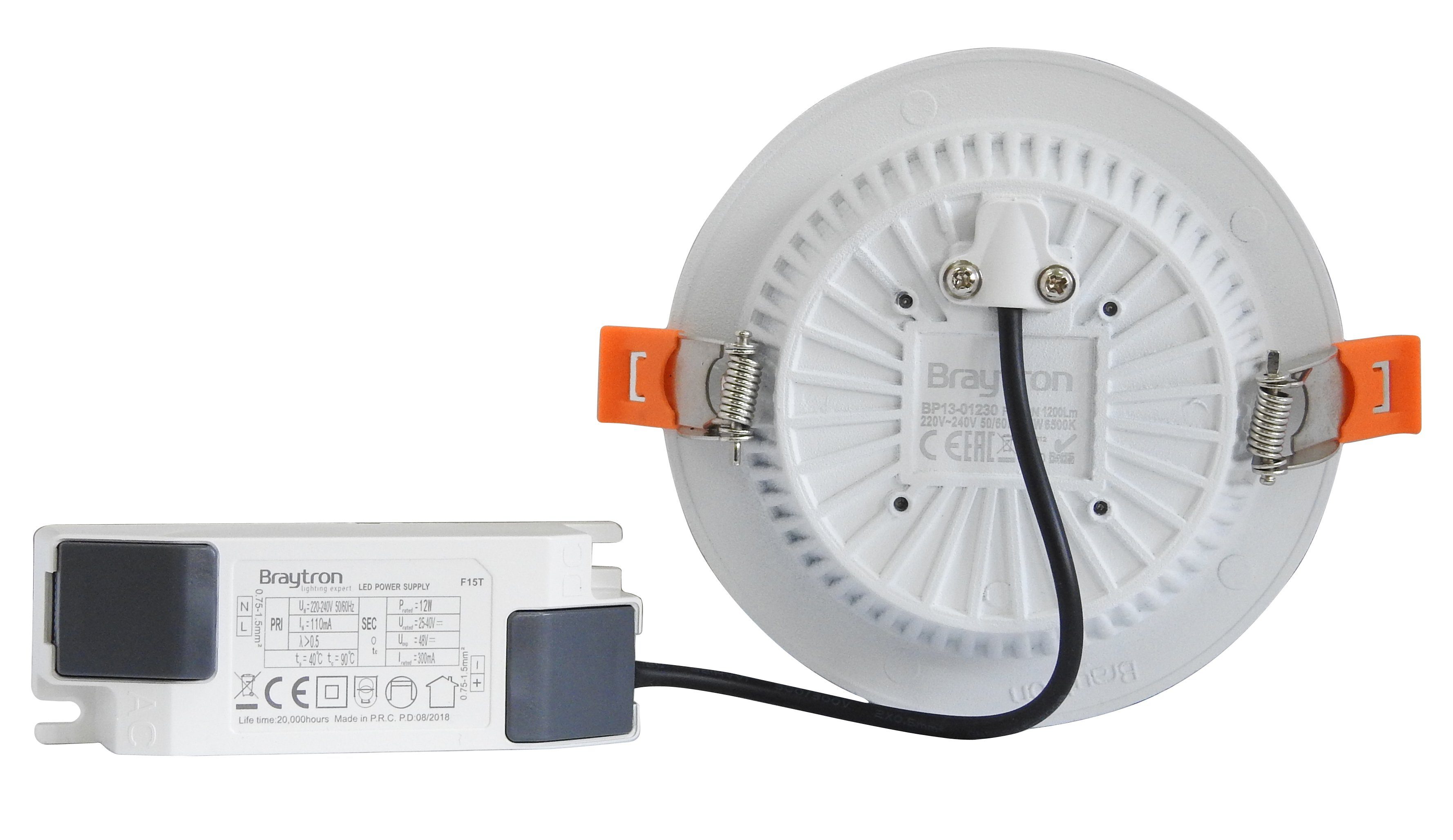 Deckenlampe LED LED Braytron Einbaustrahler 6500K 12W Ø120mm 1200lm Kaltweiß Spot FATON Panel