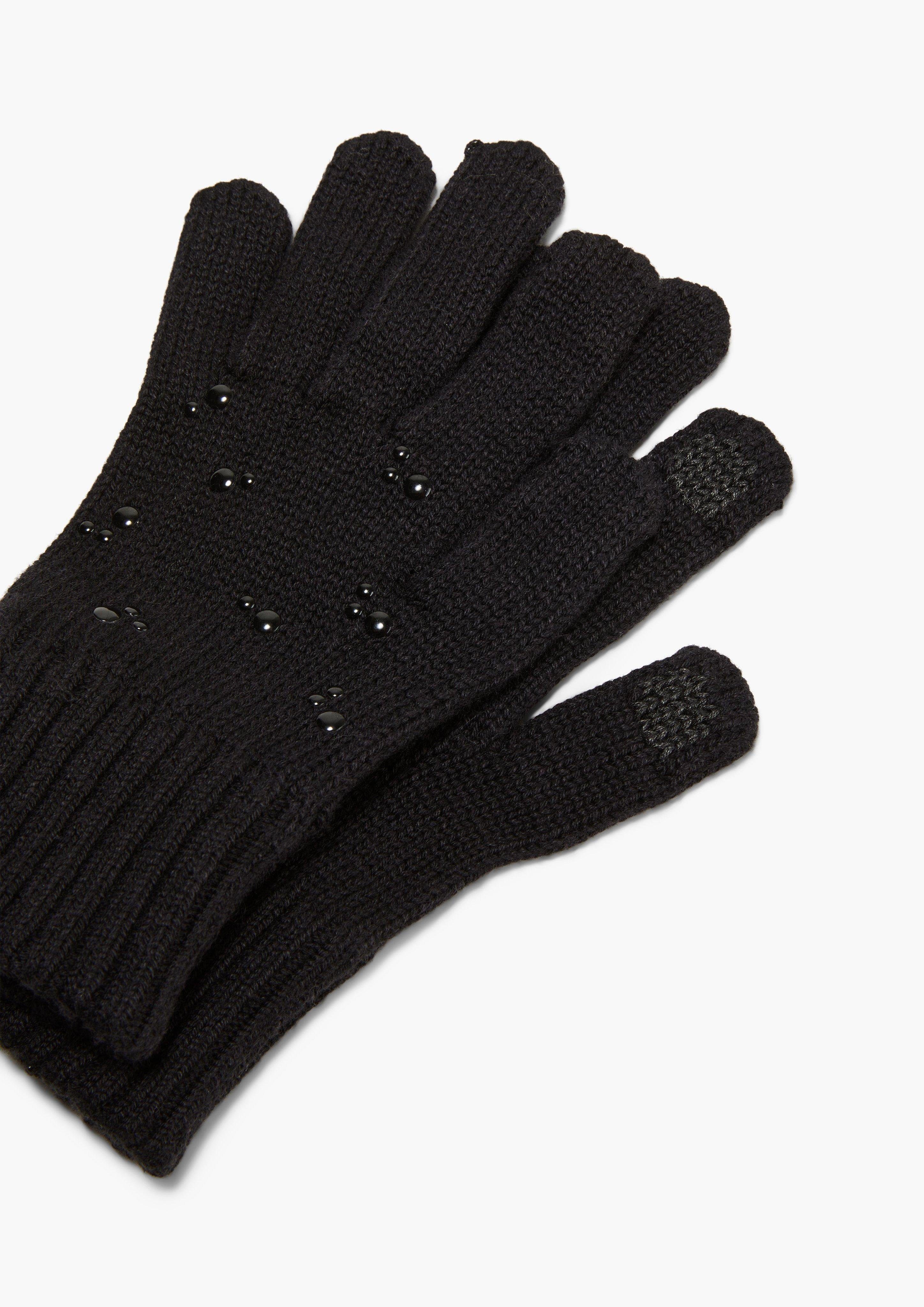 aus Modalmix Handschuhe schwarz Strickhandschuhe Rippbündchen s.Oliver