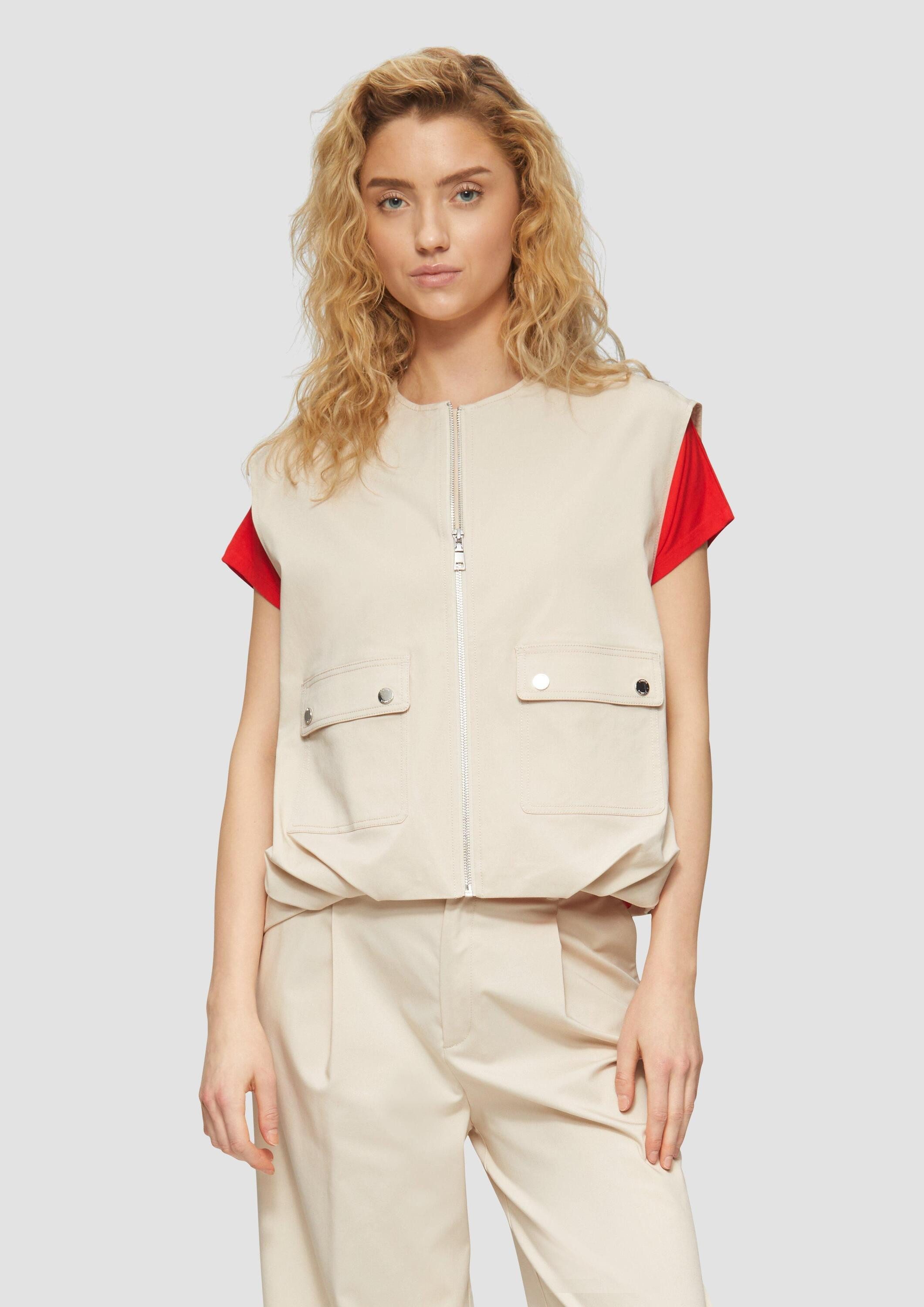 s.Oliver Funktionsweste Indoor-Weste Twill-Weste im Relaxed Fit mit Raffungs-Details