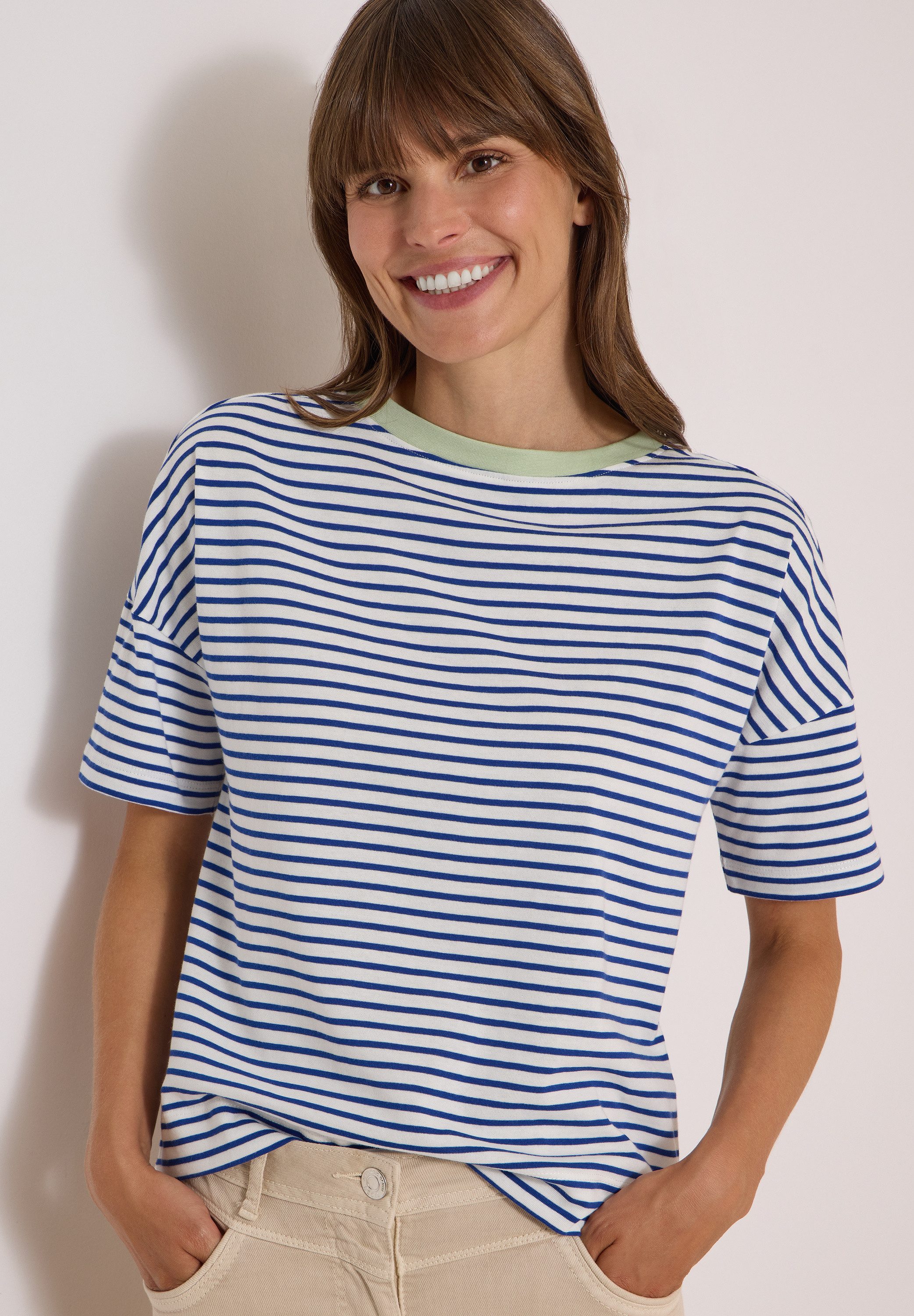 CECIL T-Shirt Jerseyshirt mit Streifen, Baumwolle