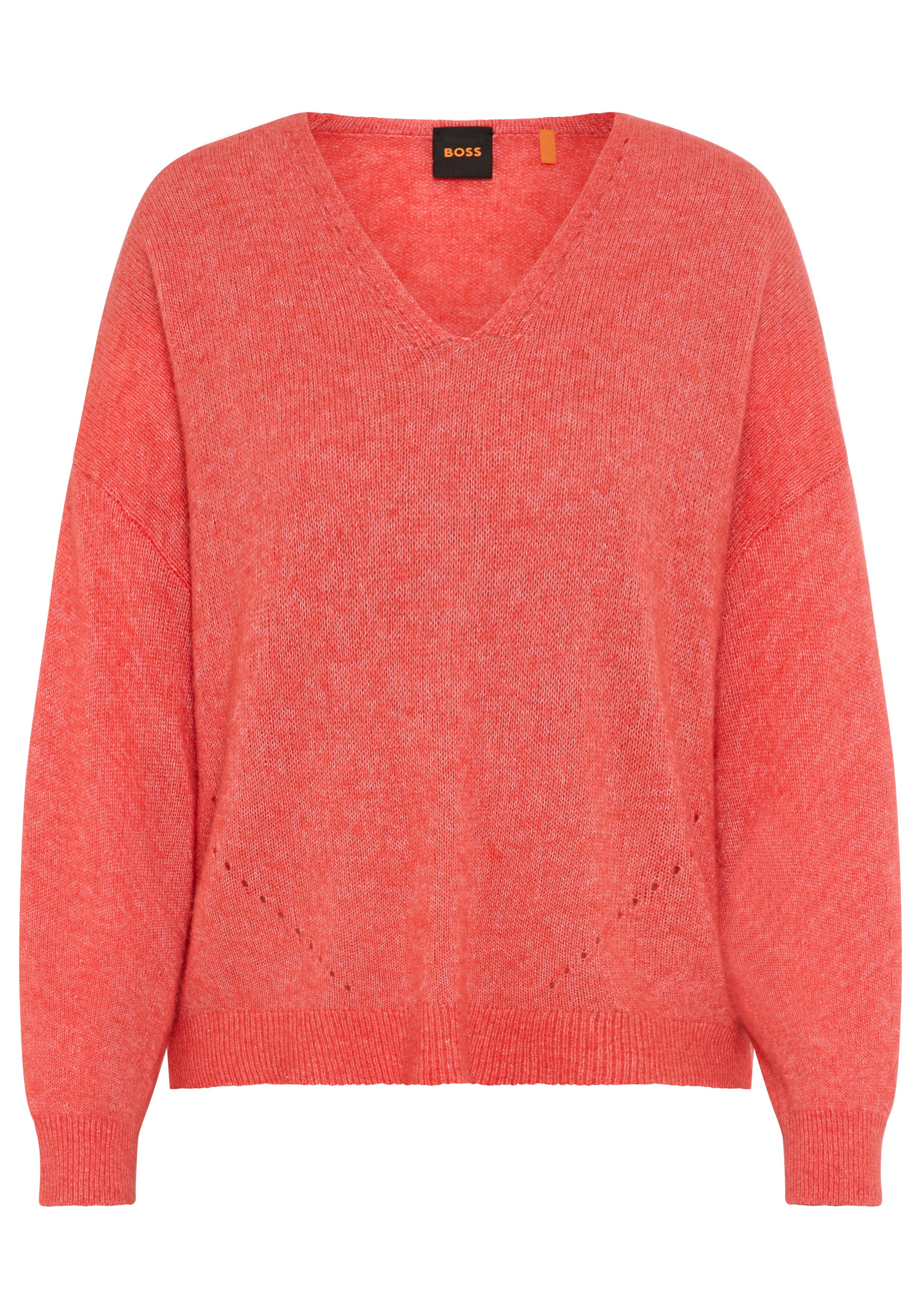 BOSS ORANGE Strickpullover Foletta Premium Damenmode V-Ausschnitt, Ajouré-D günstig online kaufen