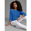 Laura Scott Strickpullover Übergangsstrick mit Streifendetails und 3/4 Ärmeln