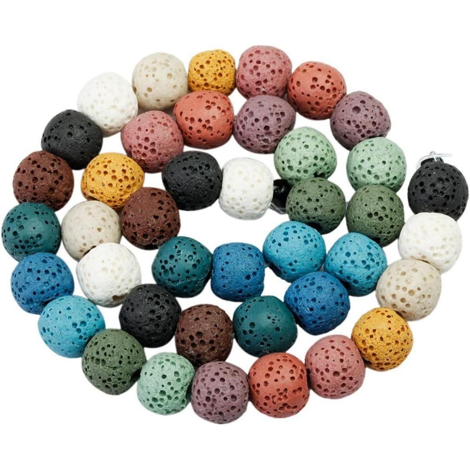 LuxusKollektion Lavasteine Perlen Lavastein Halbedelsteine Schmuck Armband Diffusor 12 mm Bunt