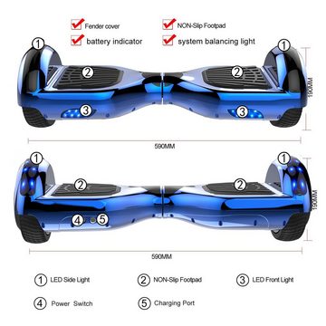 HITWAY Balance Scooter 6,5-Zoll-Hoverboards mit Bluetooth-Lautsprecher, LED-Lichter, 15,00 km/h, geeignet für Kinder und Erwachsene, Geschenke für Kinder