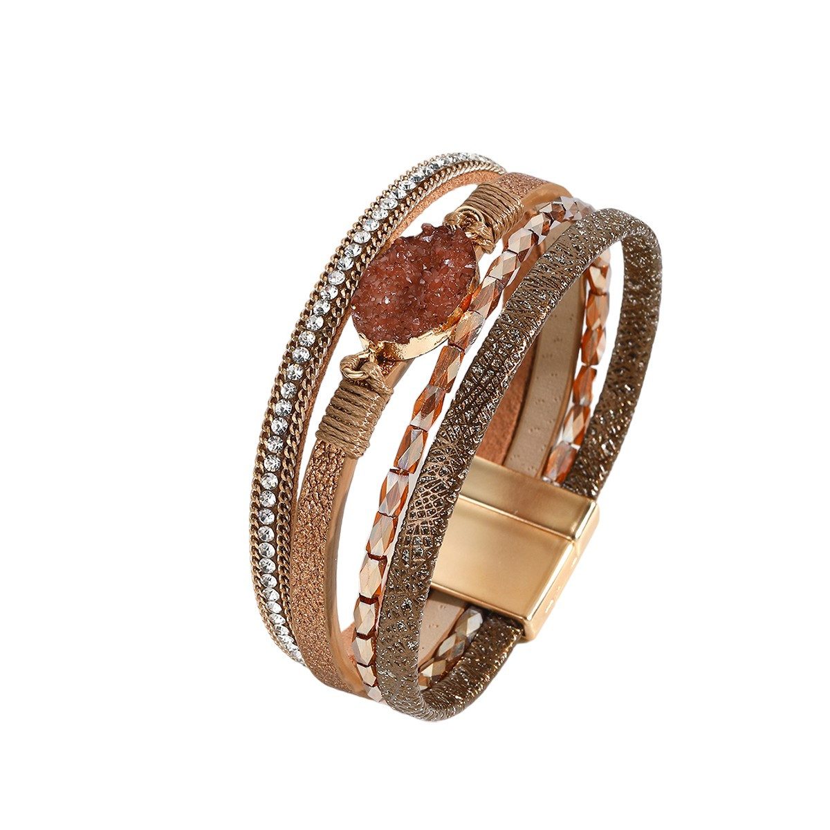 Lederarmband Damenarmband Wickelarmband Damen Magnetverschluss