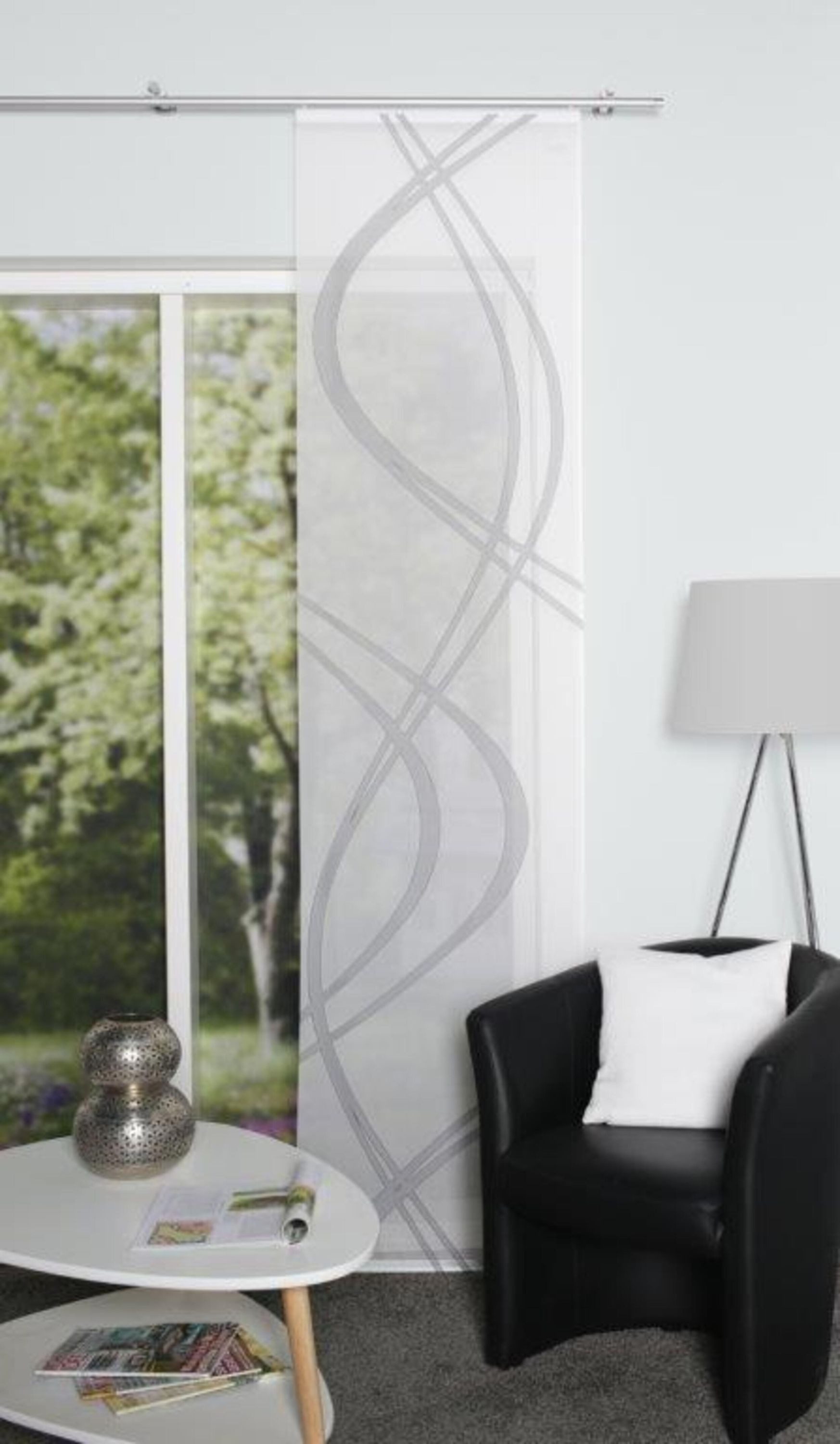 HOME WOHNIDEEN Schiebegardine Schiebevorhang TIBERIO aus Dekostoff und Voile mit Scherli 245 x 60 cm (1 St), Paneelwagen, halbtransparent, Polyester