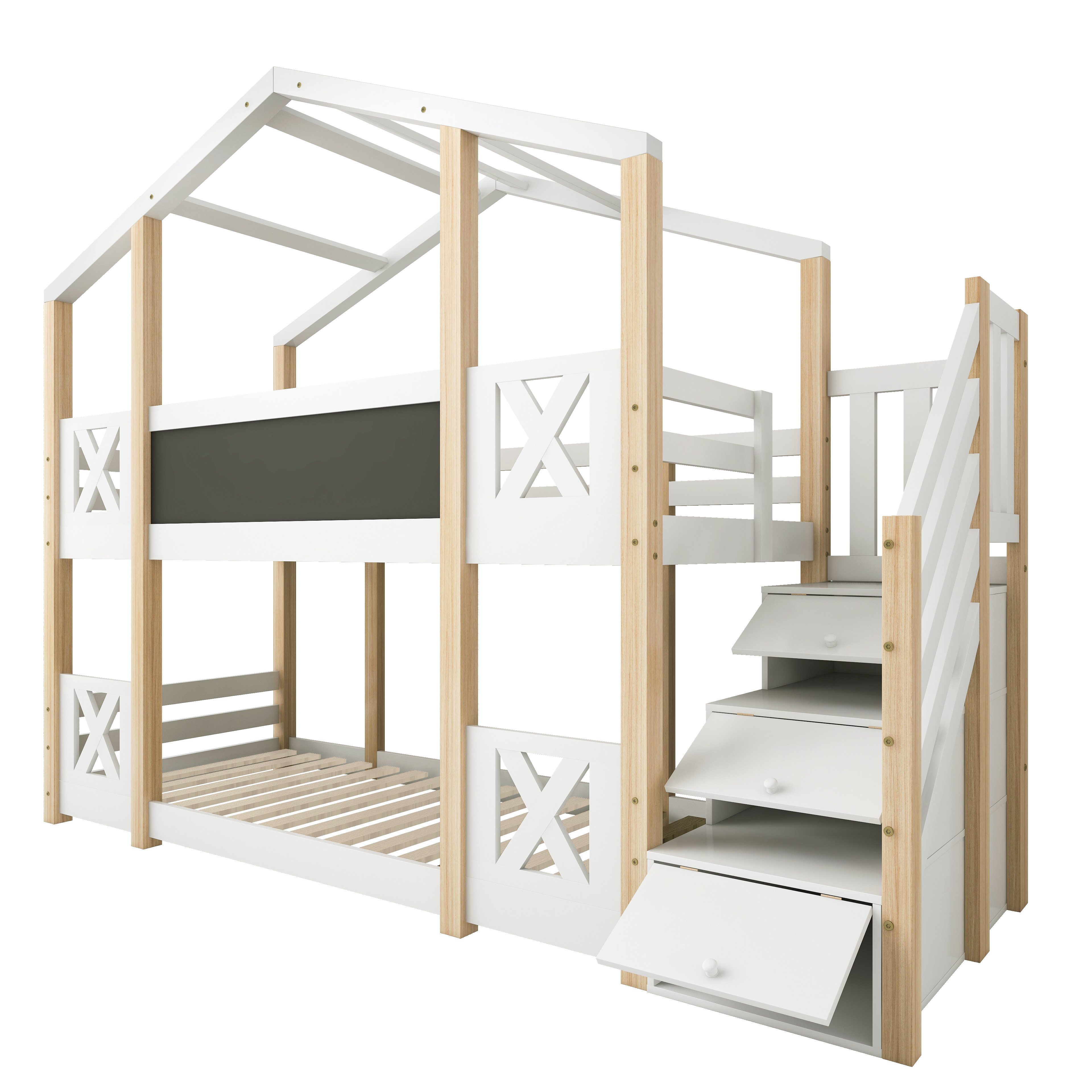 Etagenbett 90x200cm, Kinderbett Hochbett für 2 Kinder