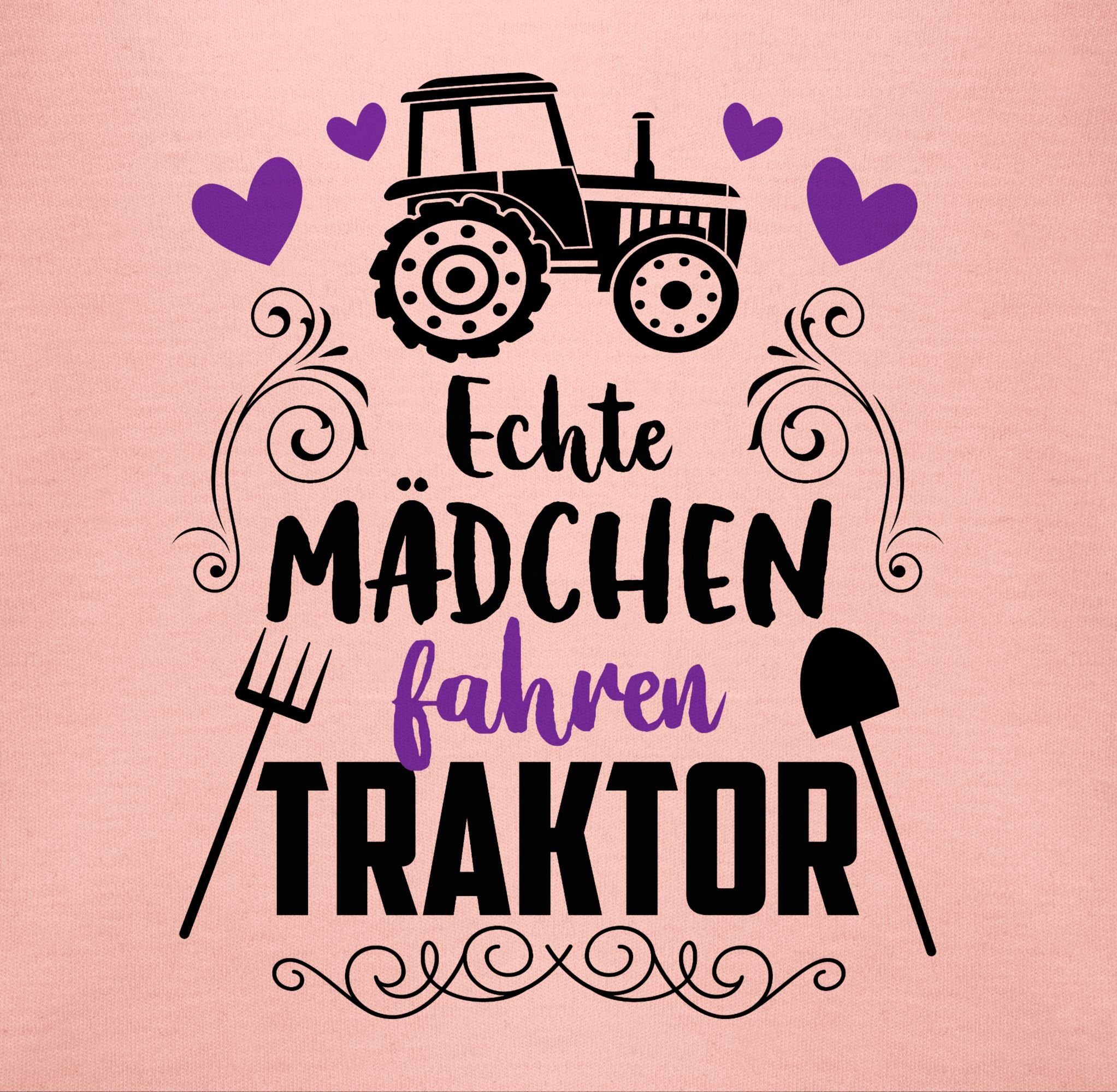 Babyrosa Echte Shirtbody fahren und Co. 3 Shirtracer Baby Mädchen schwarz - Bagger Traktor Traktor