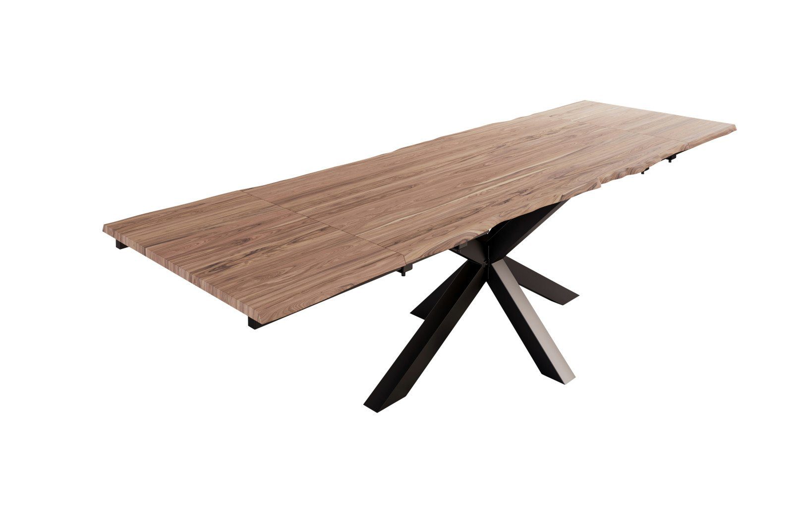 SAM® Esstisch Halawa, natürliche Baumkante, Akazienholz massiv und 2 x  Ansteckplatten