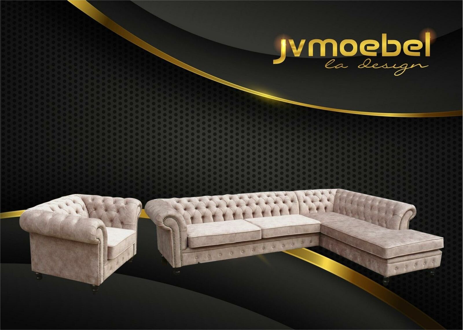 Chesterfield JVmoebel Polster Couch Sofa Möbel Ecksofa Ecksofa, Design Luxus Beige