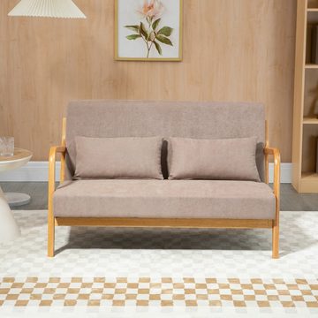 HOMCOM 2-Sitzer Sofa Zweisitzer mit Kissen, Doppelsofa mit Samtoptik, Loveseat