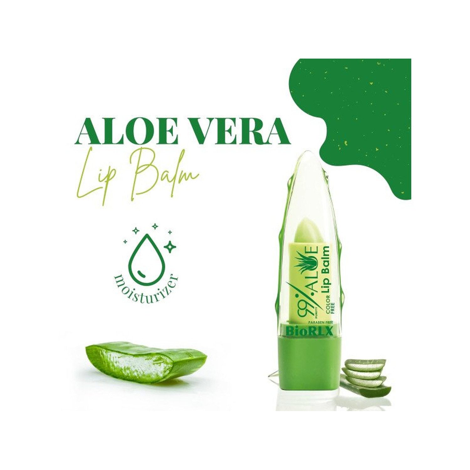 BioRLX Lippenbalsam BioRLX 99% Aloe Vera Lip Balm – Color Free & Paraben Free