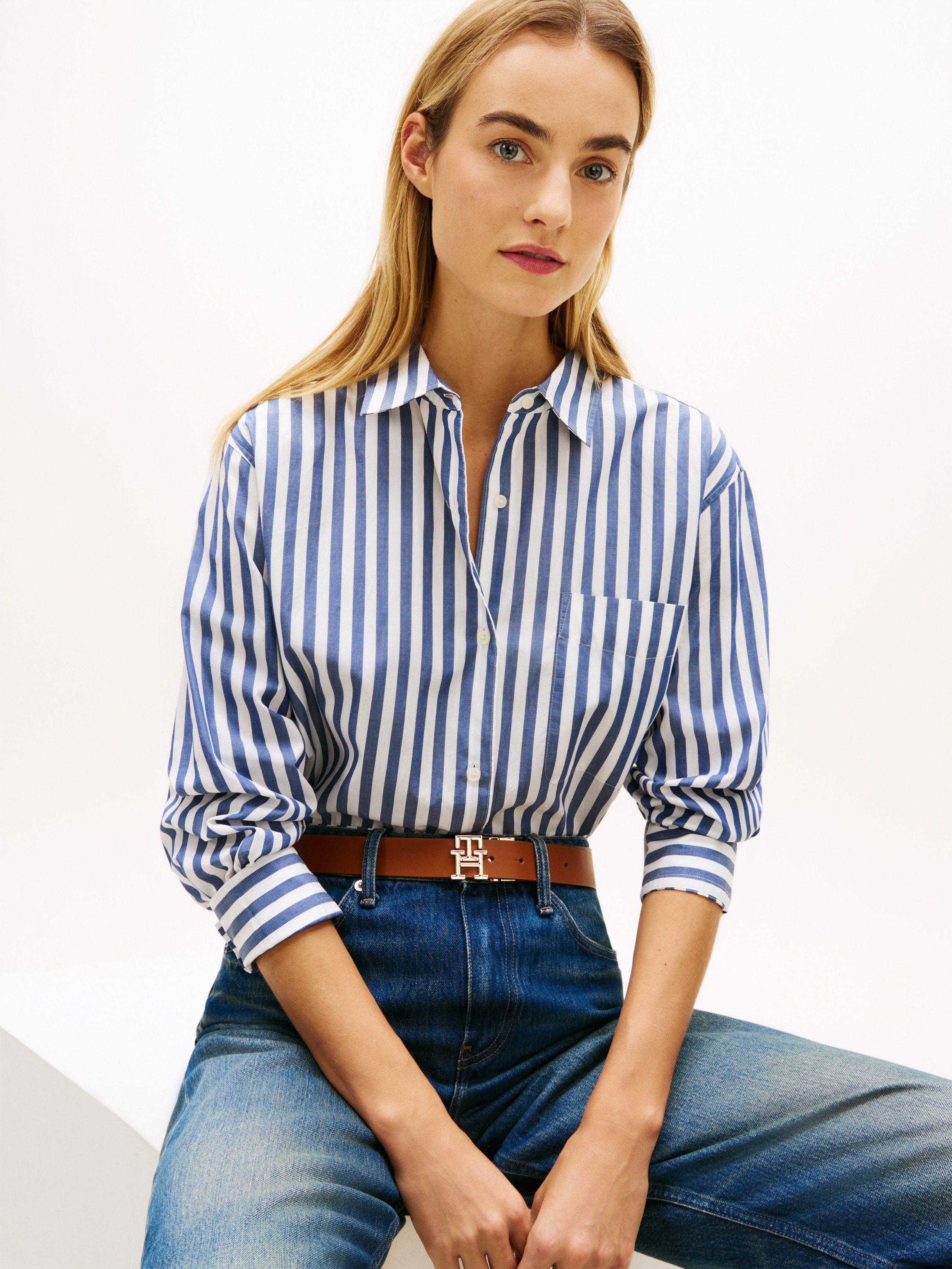 Tommy Hilfiger Langarmbluse ESS POPLIN EASY FIT SHIRT Baumwolle