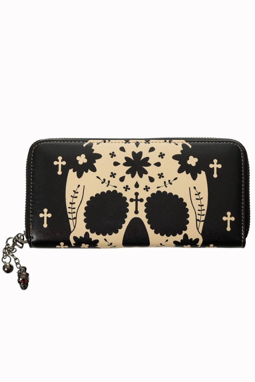 Banned Geldbörse Rebel Skull Wallet, Bedrucktes Sugarskull Motiv