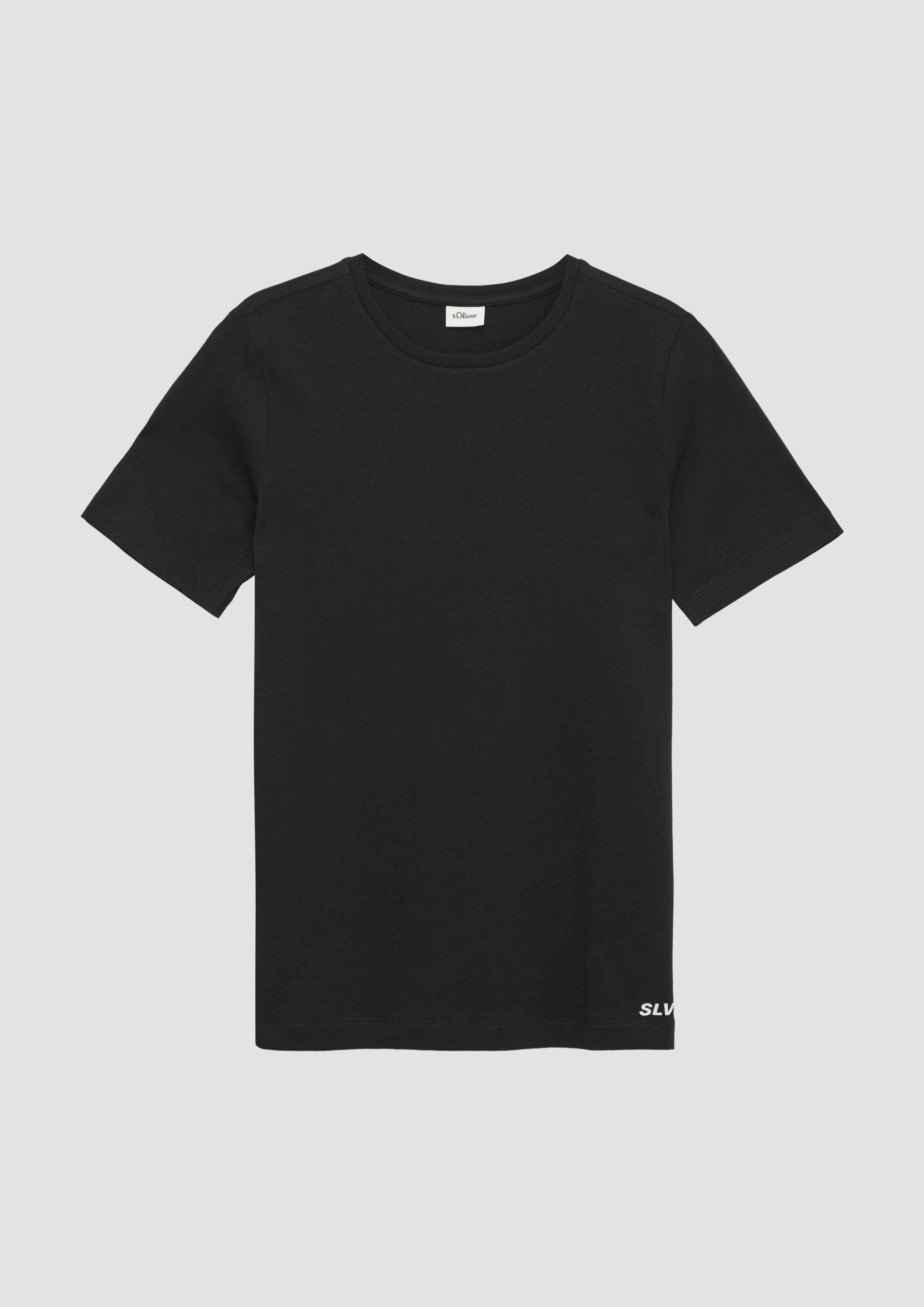 s.Oliver Kurzarmshirt T-Shirt aus Baumwolle mit kleinem Schriftprint