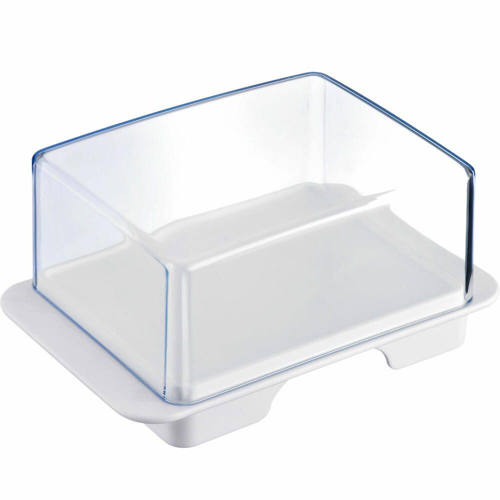 Butterdose Kunststoff, Exclusiv, Weiß/Transparent, Kühlschrank-Butterdose