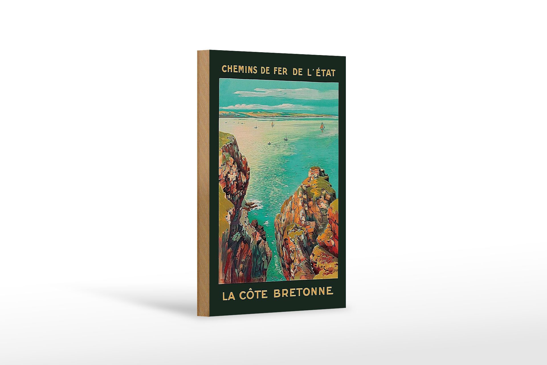 Femer GmbH Holzbild Reise 12x18 cm Chemins de fer de L etat La Cote Bretonne, (1 St), Glatte Holzfaserplatte (MDF), vorn beschichtet