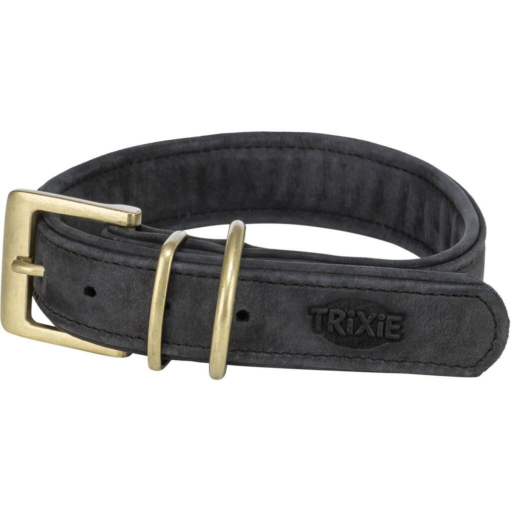 TRIXIE Hunde-Halsband Pure Halsband, Leder extra breit - schwarz - 25–31 cm/25 mm, Leder
