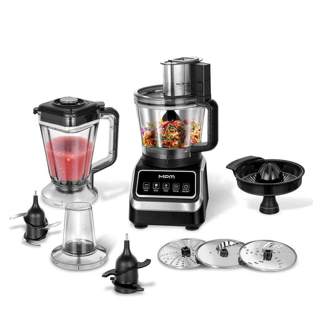 MPM Küchenmaschine, 12 Funktionen, 2000 W, 4 Geschwindigkeitsmodi, 2,6-l-Behälter