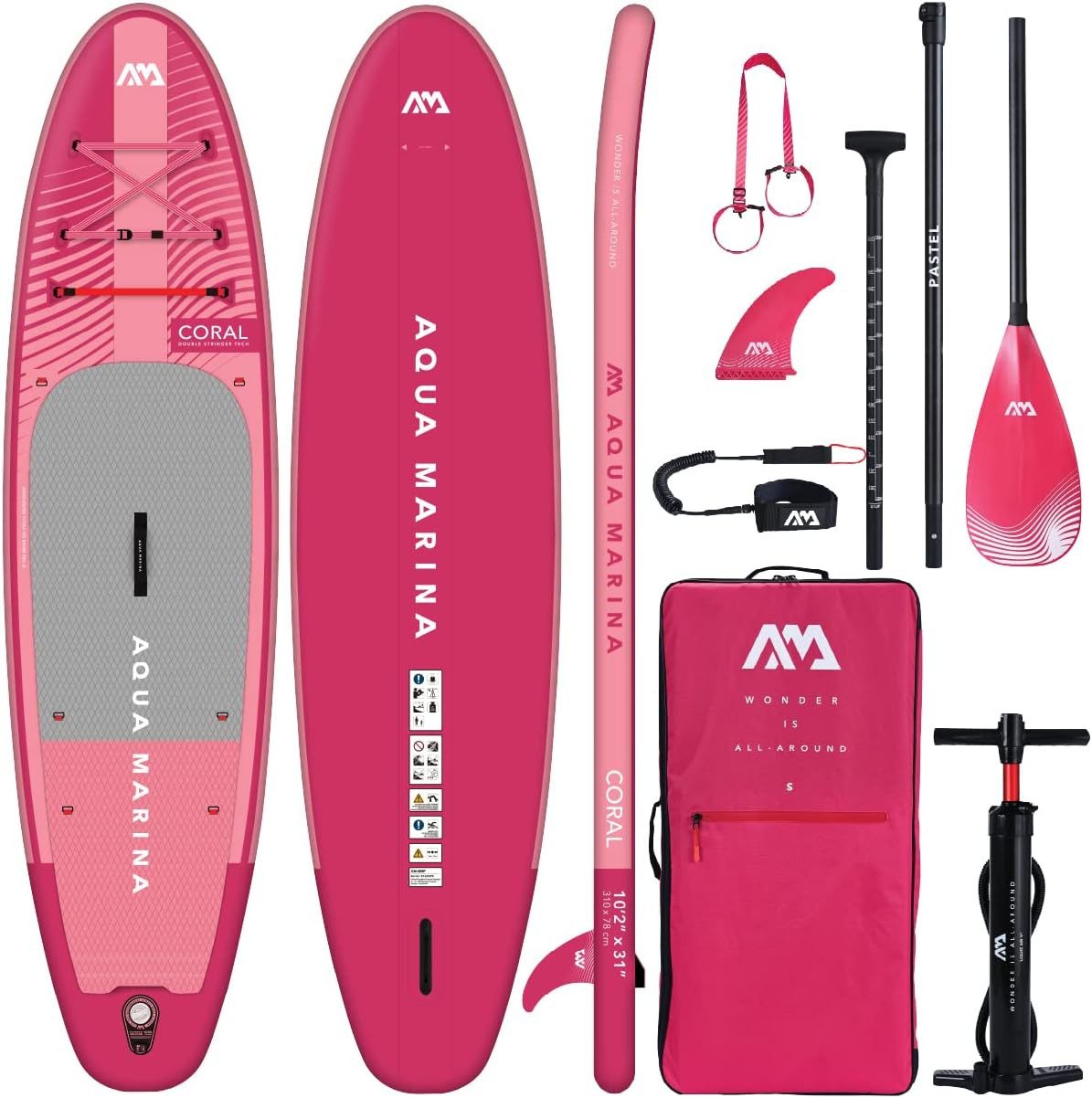 Aqua Marina SUP-Board AQUA MARINA CORAL 10.2 SET Stand Up Paddle Surf Board ISUP 310x78cm