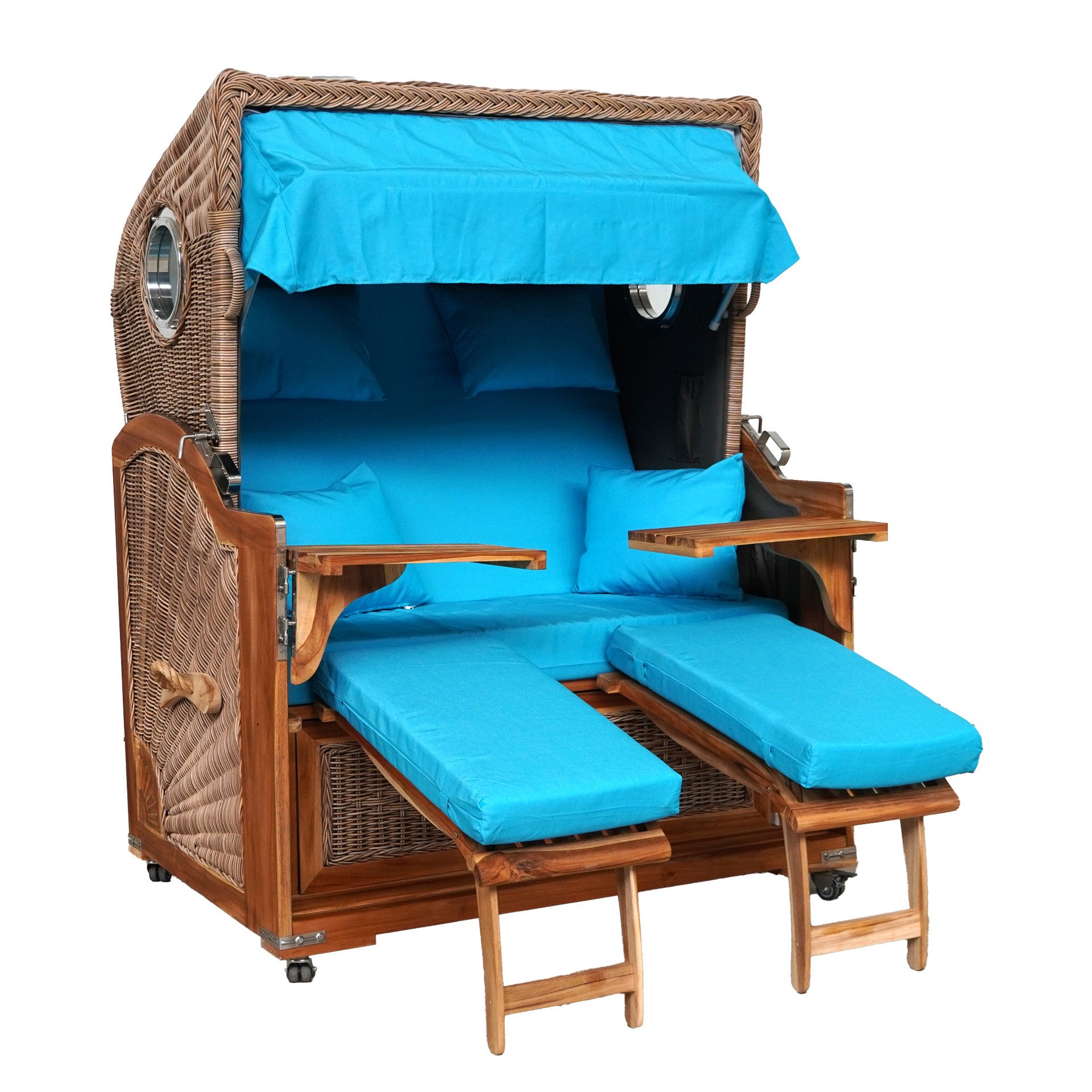 WebaVita Strandkorb Webavita Strandkorb Bali Teak Türkis, Strandkorb