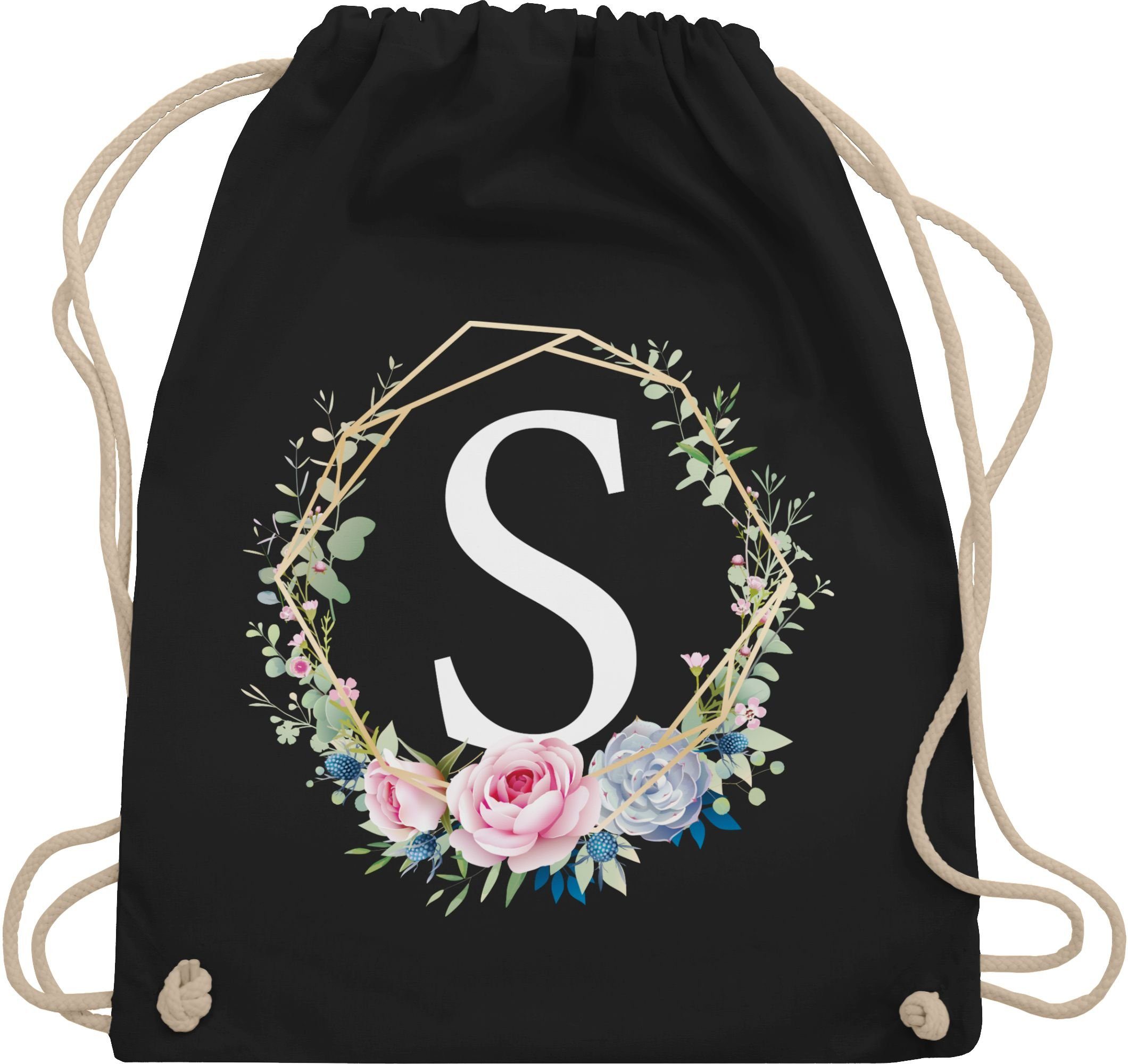 Shirtracer Turnbeutel Blumenkranz mit Buchstabe S, günstig online kaufen