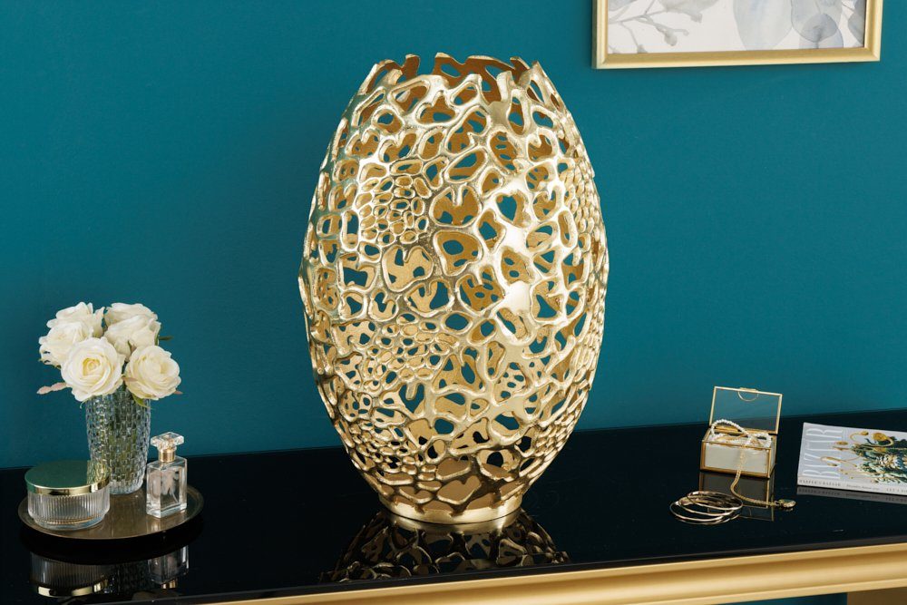 riess-ambiente Dekovase ABSTRACT LEAF 50cm gold (Einzelartikel, 1 St), Wohnzimmer · Handmade · Metall · Gold-Design · Schlafzimmer