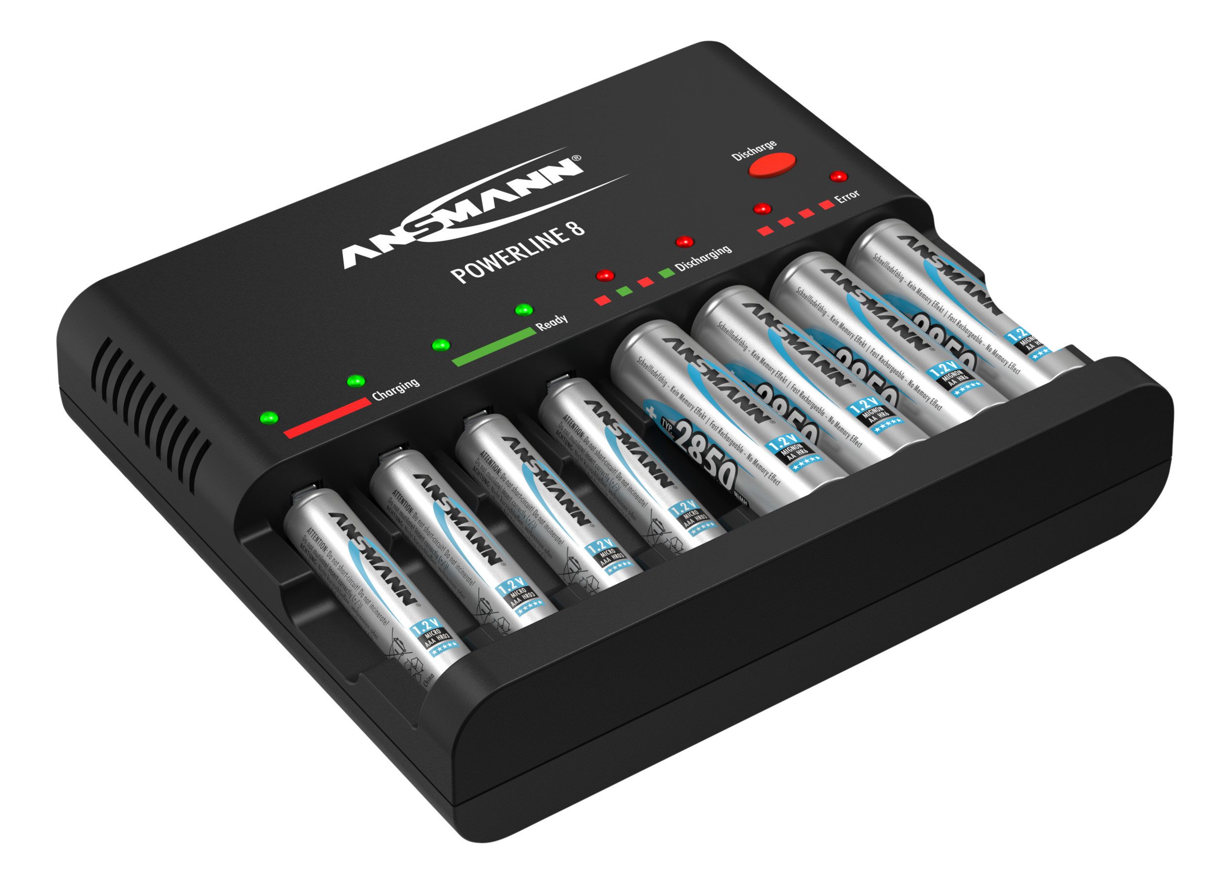 ANSMANN AG Ansmann Powerline 8 für 1-8 AA / AAA Akkus und USB-Ladebuchse 1001-00 Akku-Ladestation