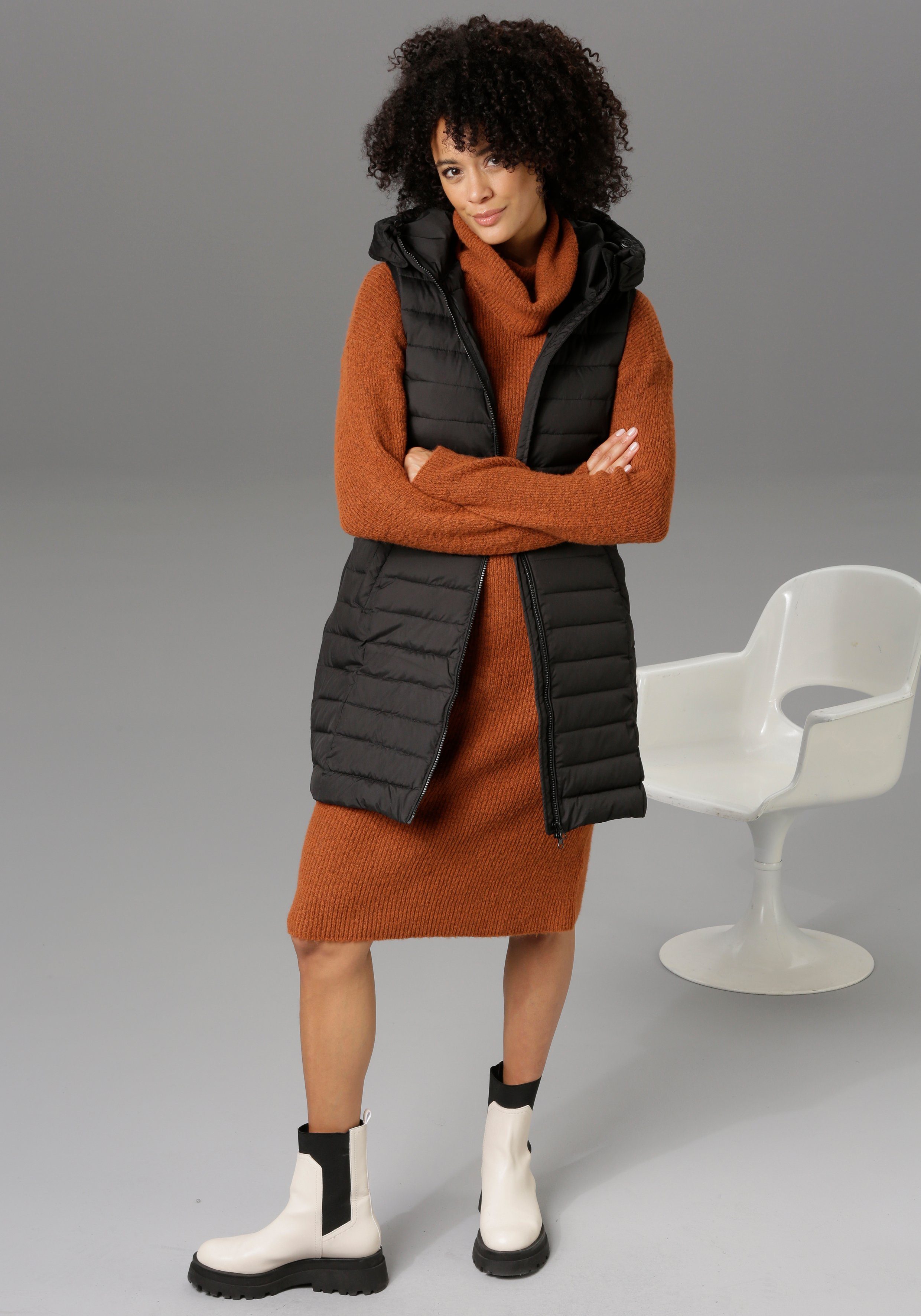 Aniston CASUAL Steppweste mit verstellbarer Kapuze günstig online kaufen