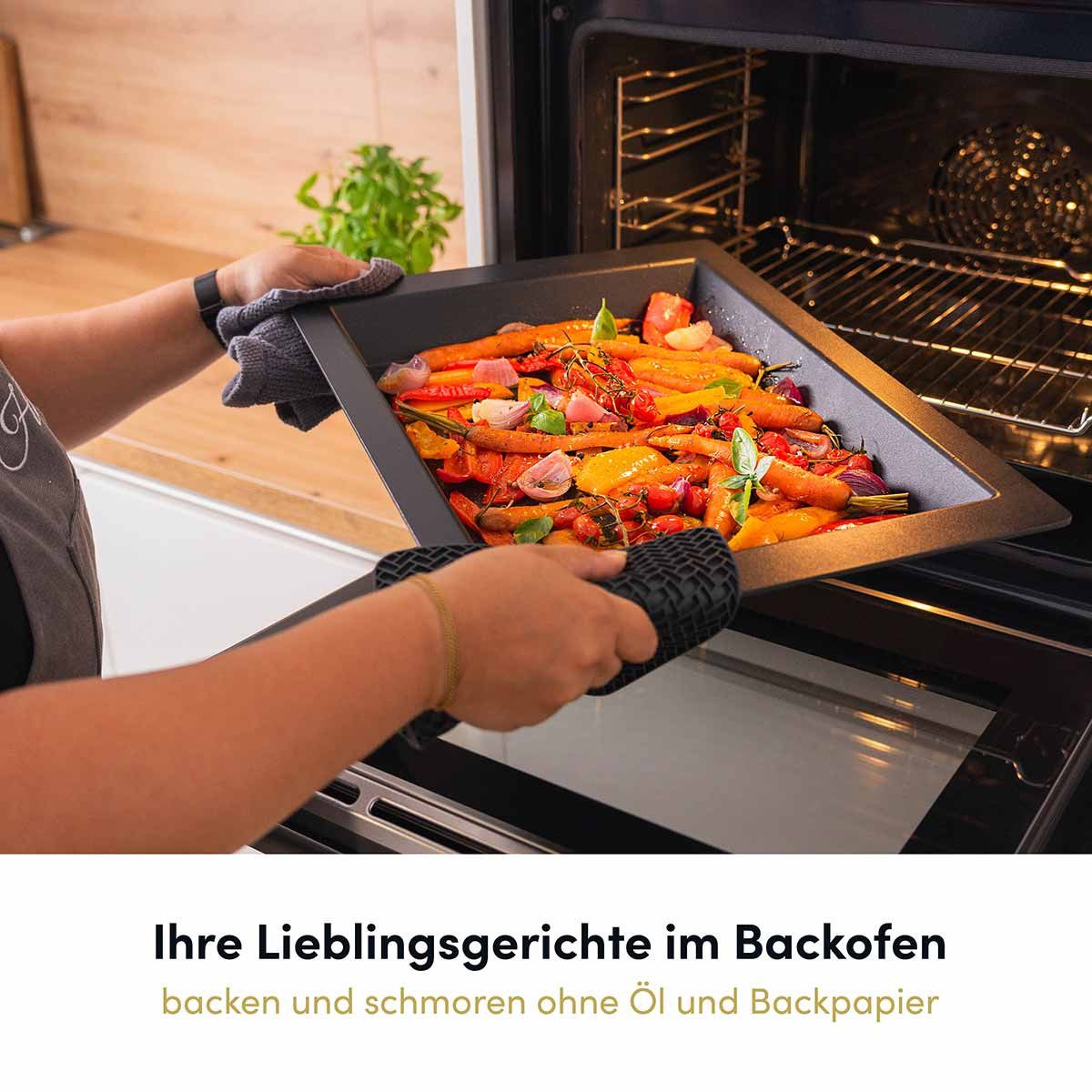 Hoffmann Germany Backblech Backplatte tief passend für z.B. Miele – Made in Germany, Aluguss, (1-St., 1x Backplatte tief 447x360 mm), Aluguss, 4,5 cm Rand, Anti – Bild 5 von 5