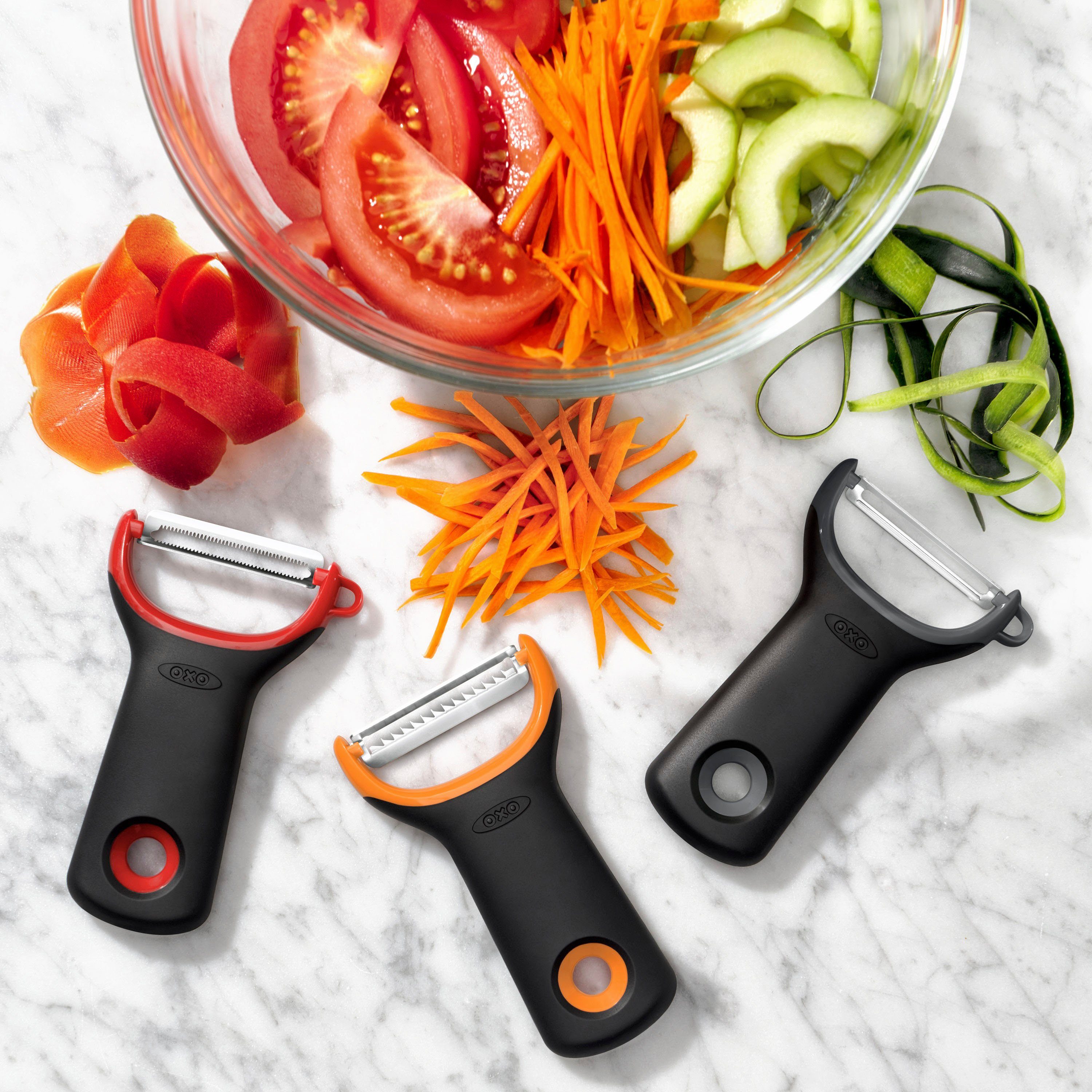 OXO Good Grips Kartoffelschäler Schäler-/Peeler-Set, (Set, 3-tlg), mit Edelstahlklinge – Bild 2 von 5