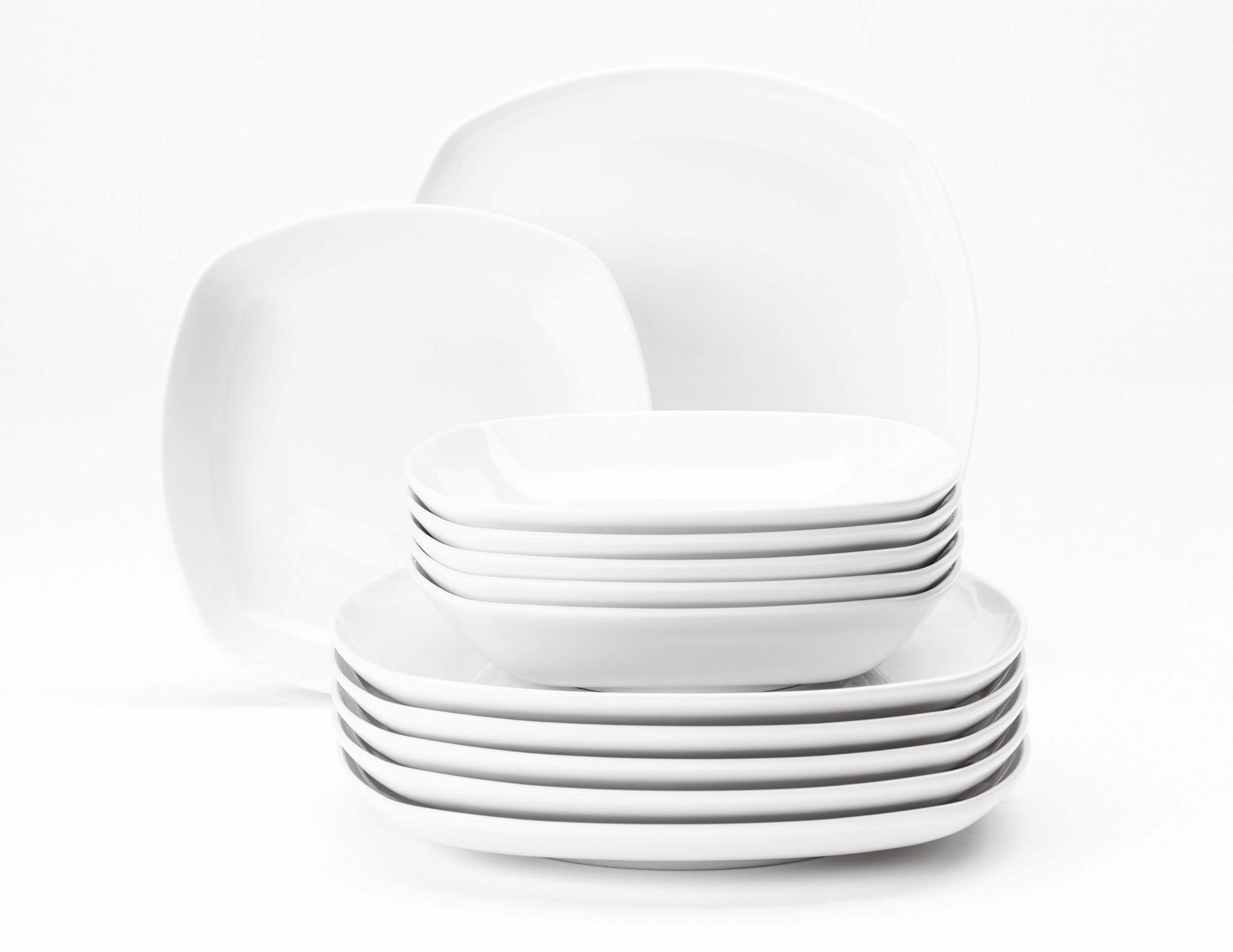 Seltmann Weiden Tafelservice Geschirr-Set Lido (12-tlg), 6 Personen, Porzellan, Geschirr, Teller Set, Teller 12 Teile, für 6 Personen, Made in Germany