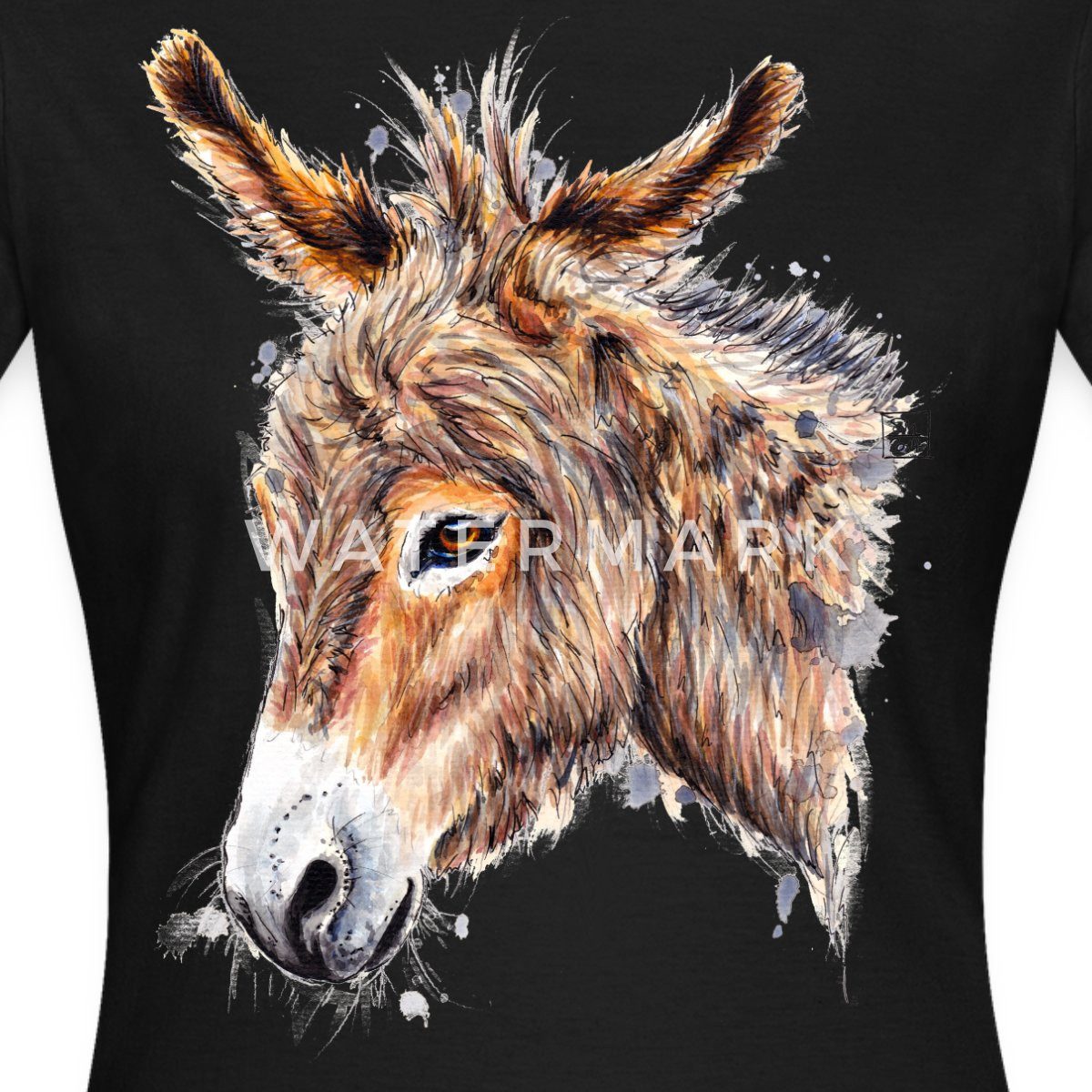 T-Shirt Esel Profil Kopf Aquarell Frauen T-Shirt